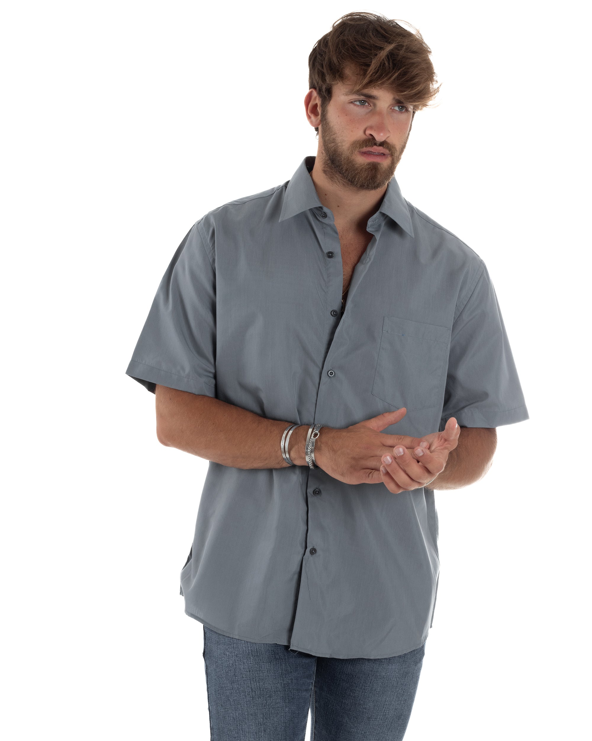 Camicia Maniche Corte Cotone Basic Regular Fit CC1223A