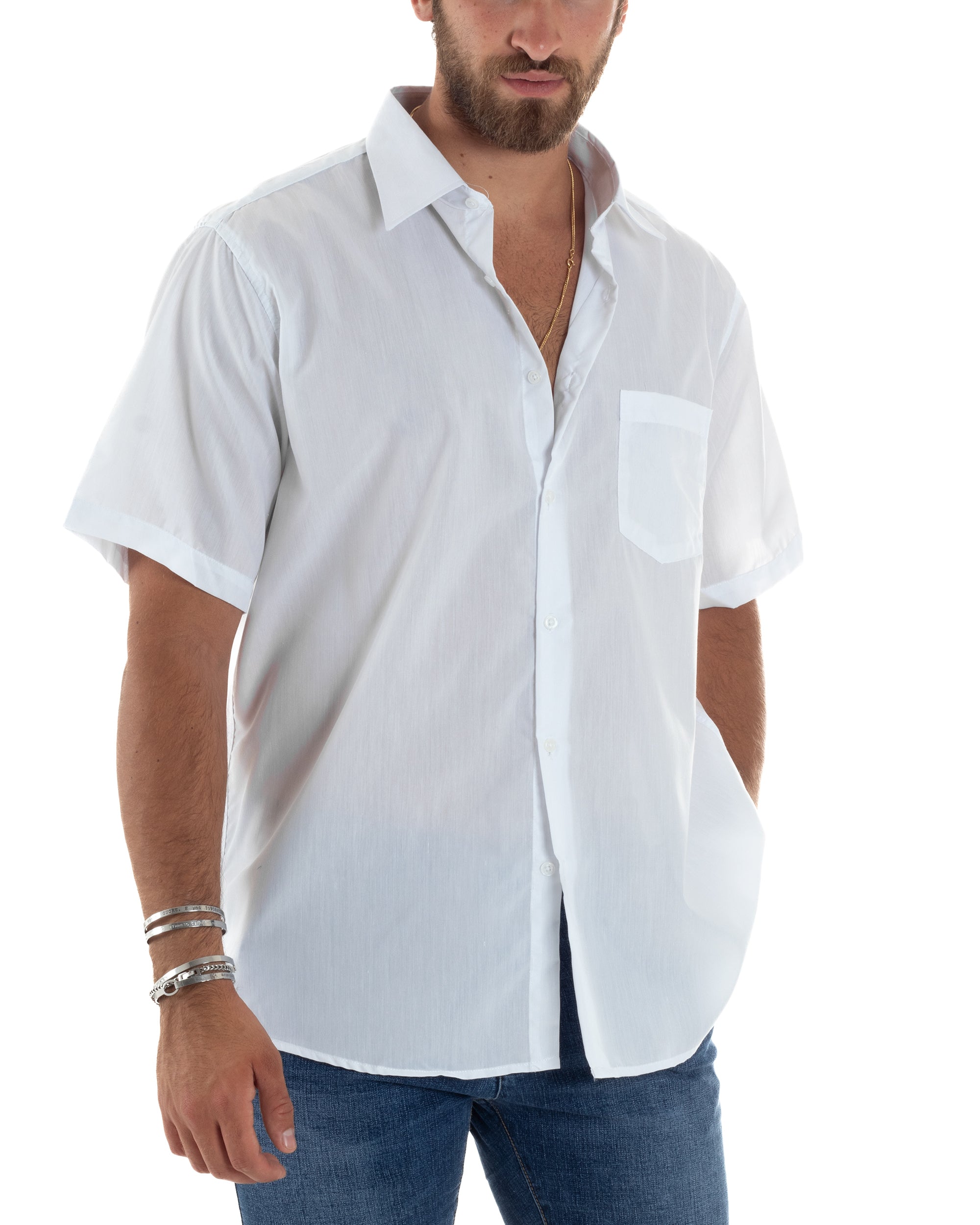 Camicia Maniche Corte Cotone Basic Regular Fit CC1224A