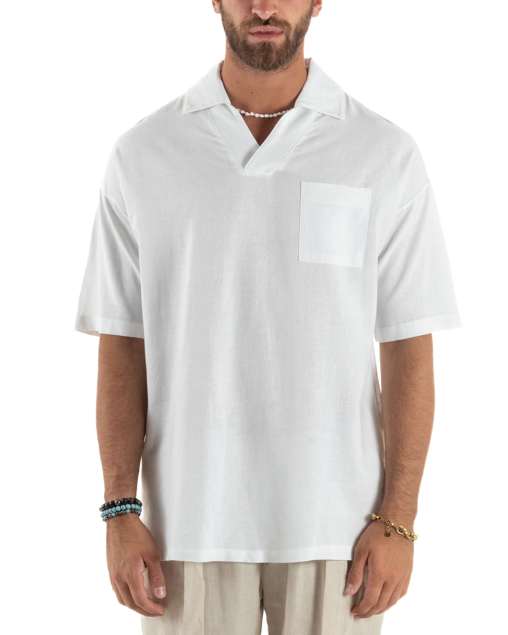 Camicia Maniche Corte Lino Relaxed Fit CC1225A