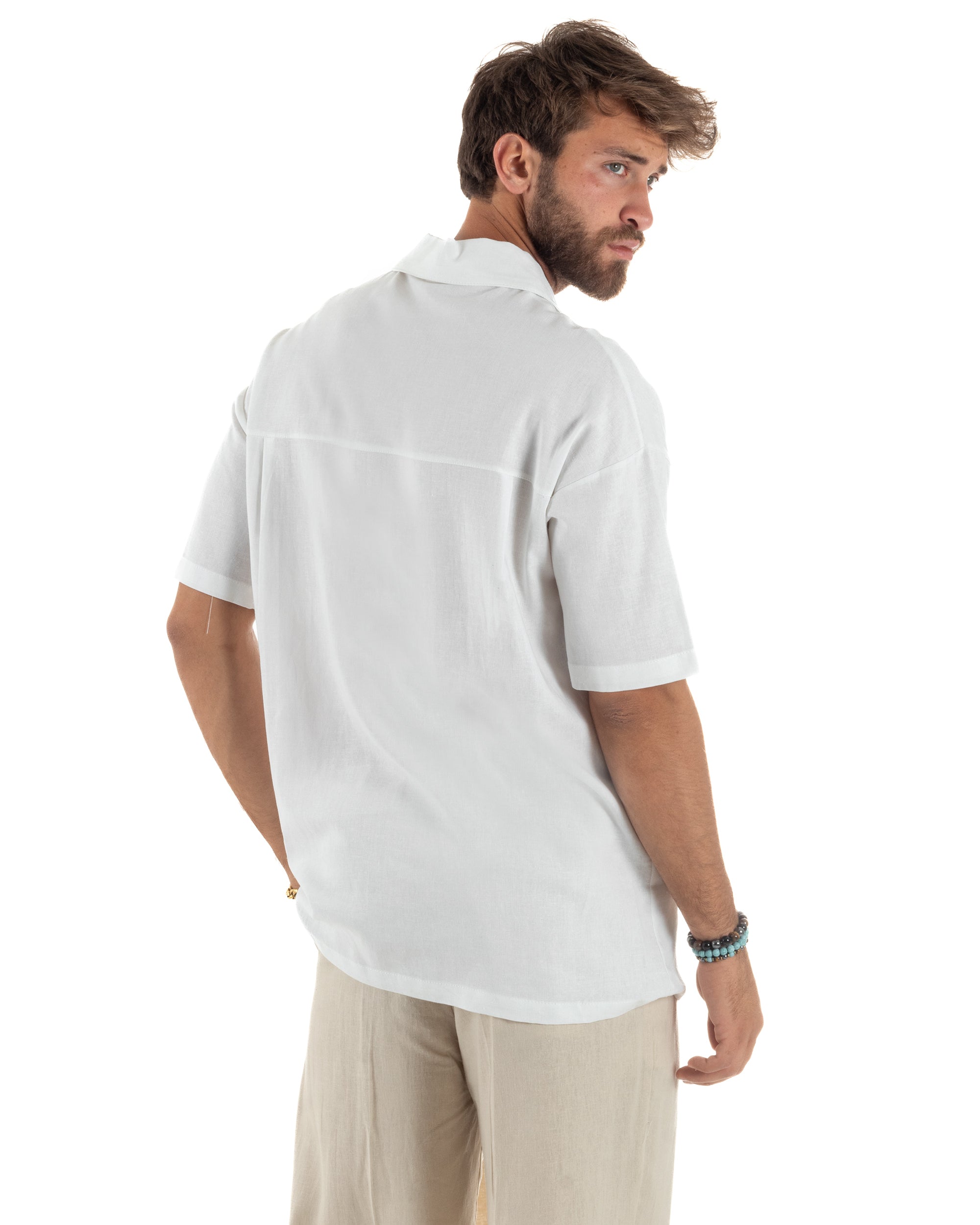 Camicia Maniche Corte Lino Relaxed Fit CC1225A