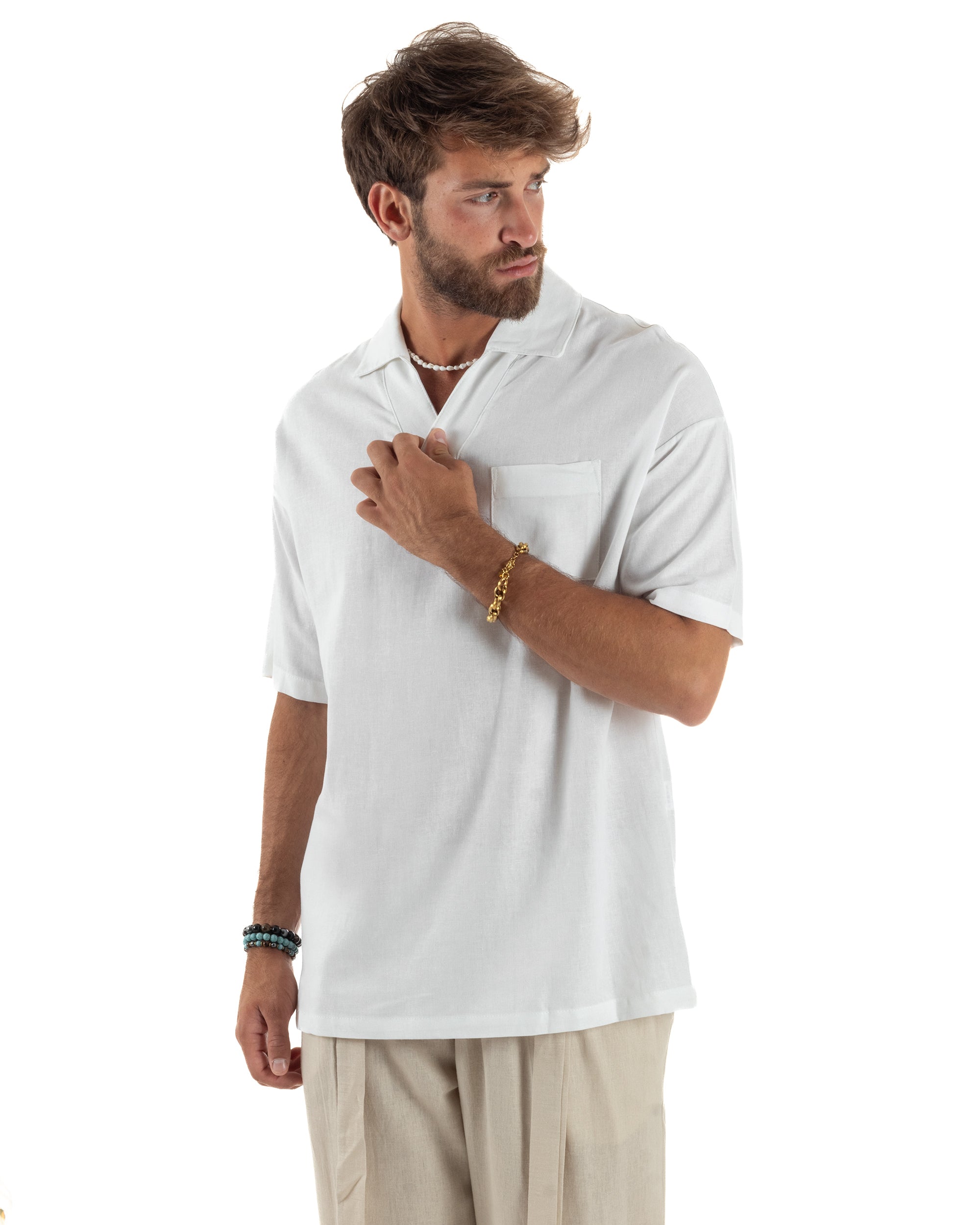 Camicia Maniche Corte Lino Relaxed Fit CC1225A