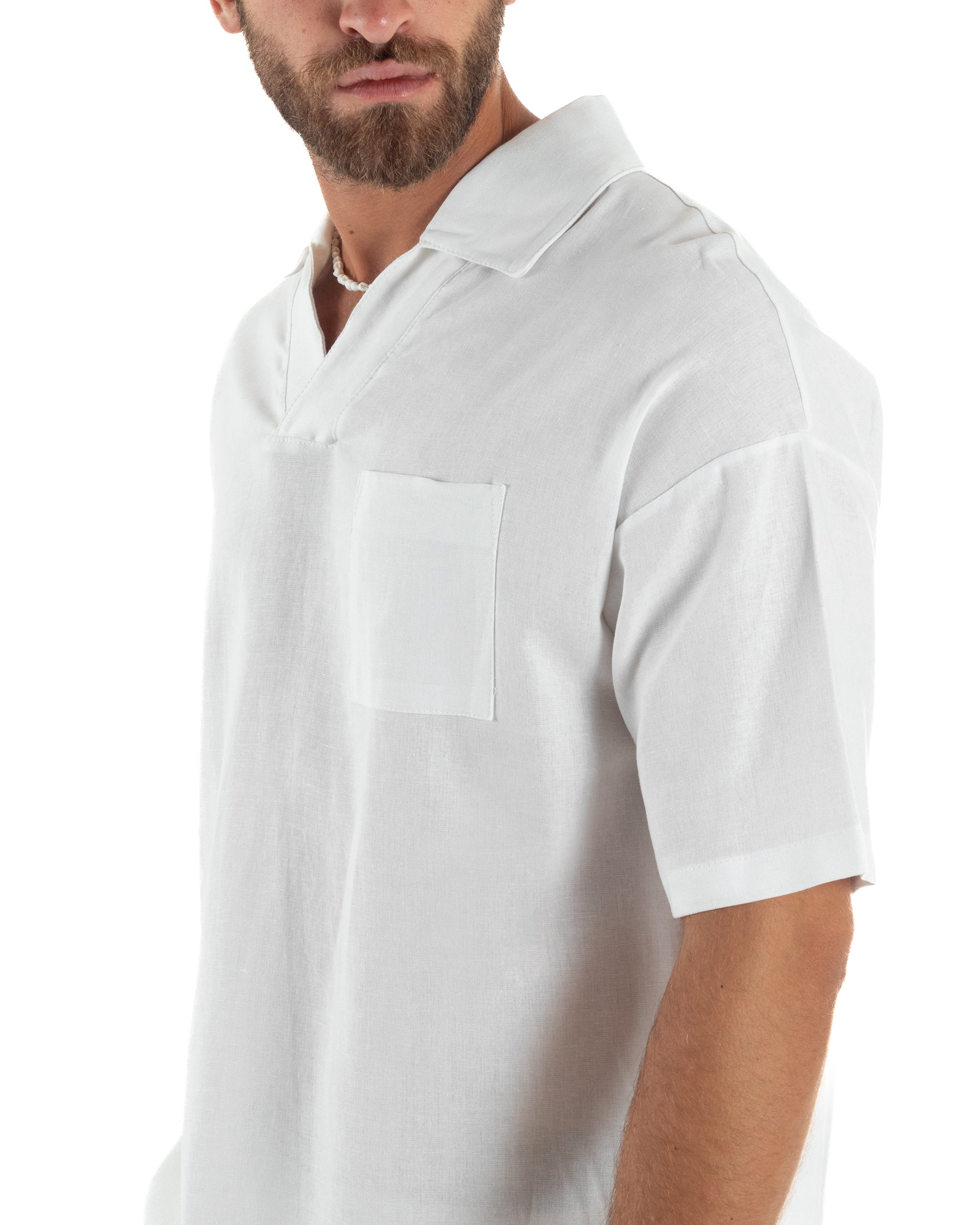 Camicia Maniche Corte Lino Relaxed Fit CC1225A