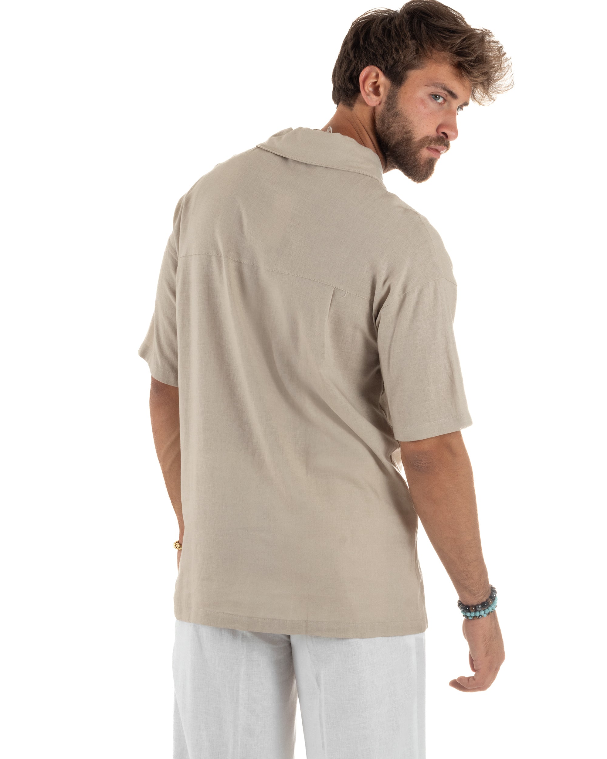 Camicia Maniche Corte Lino Relaxed Fit CC1226A