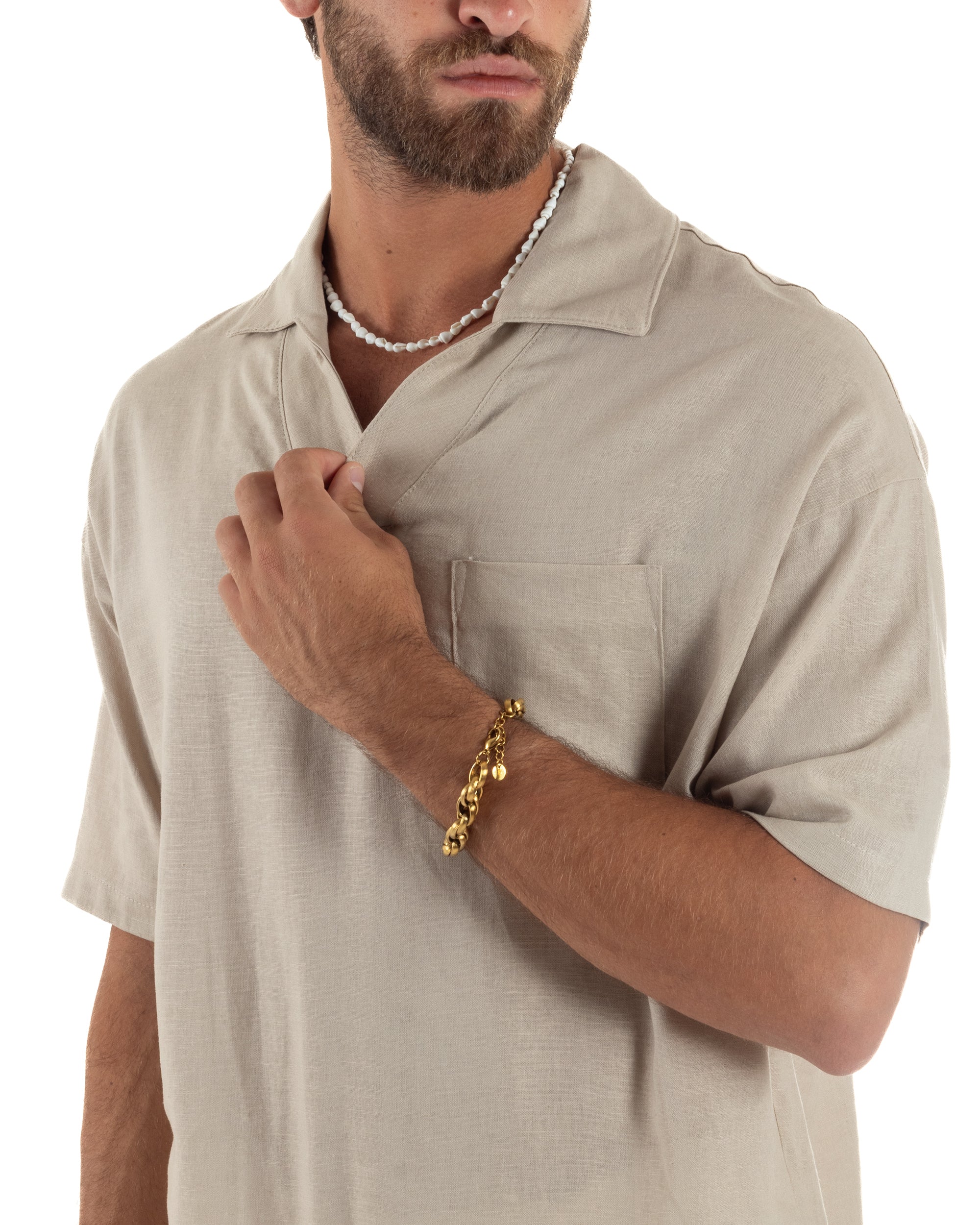 Camicia Maniche Corte Lino Relaxed Fit CC1226A