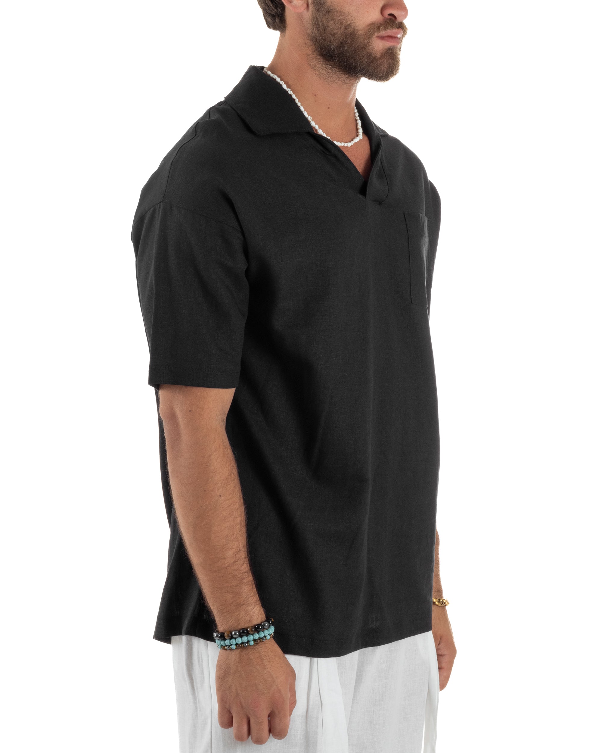 Camicia Maniche Corte Lino Relaxed Fit CC1227A