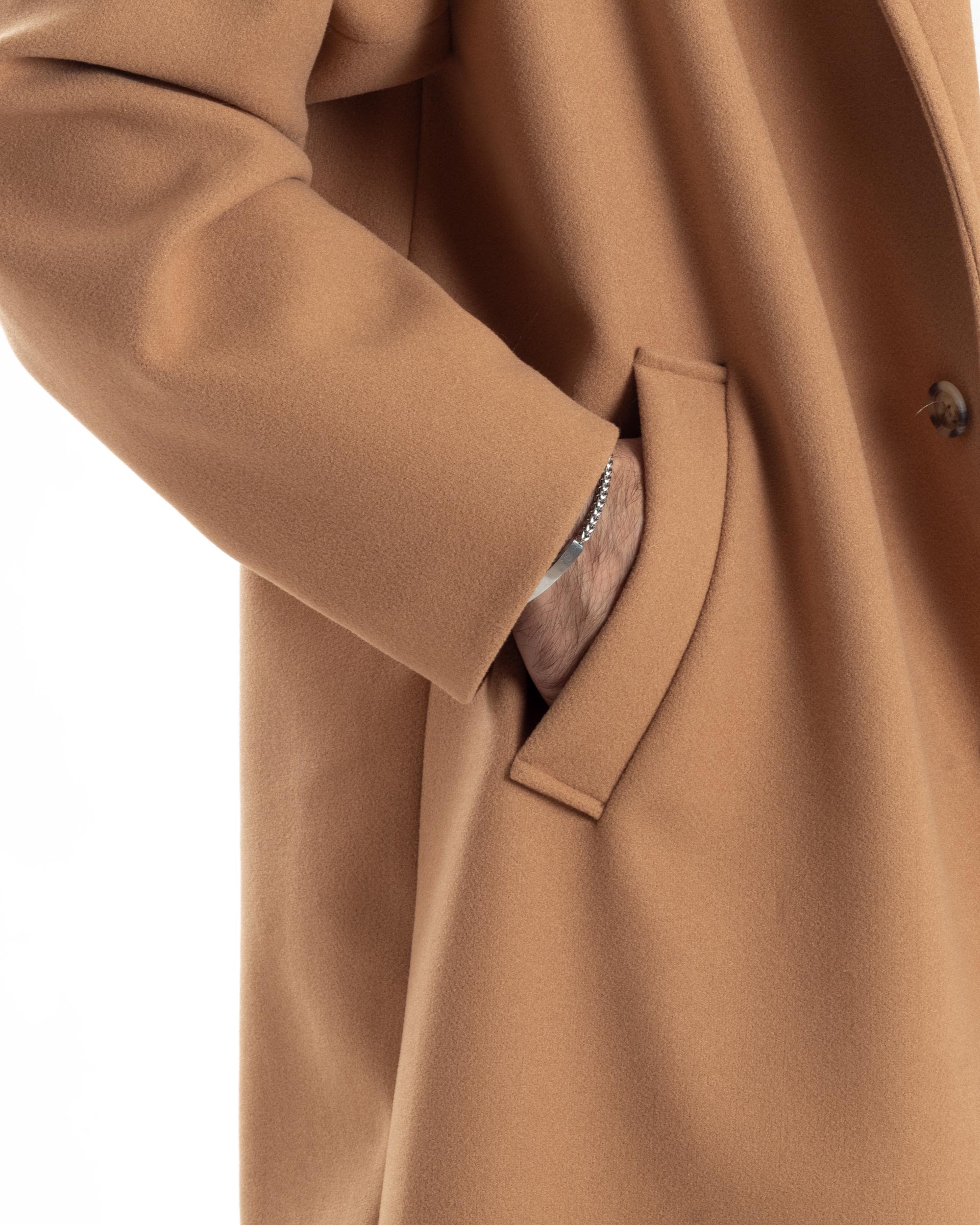 Cappotto Uomo Oversize Monopetto Maniche Raglan Collo Rever Camel CO1063A