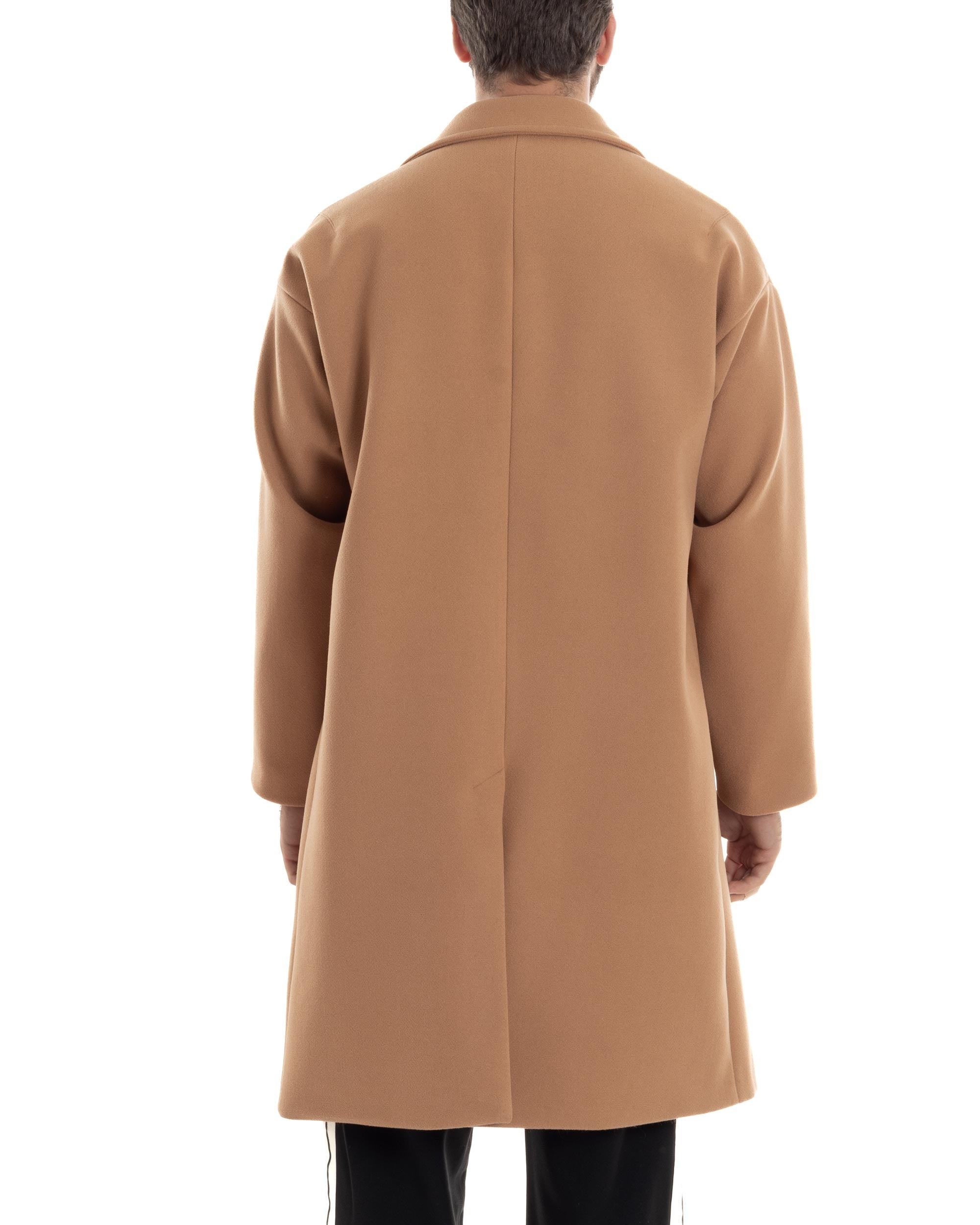 Cappotto Uomo Oversize Monopetto Maniche Raglan Collo Rever Camel CO1063A