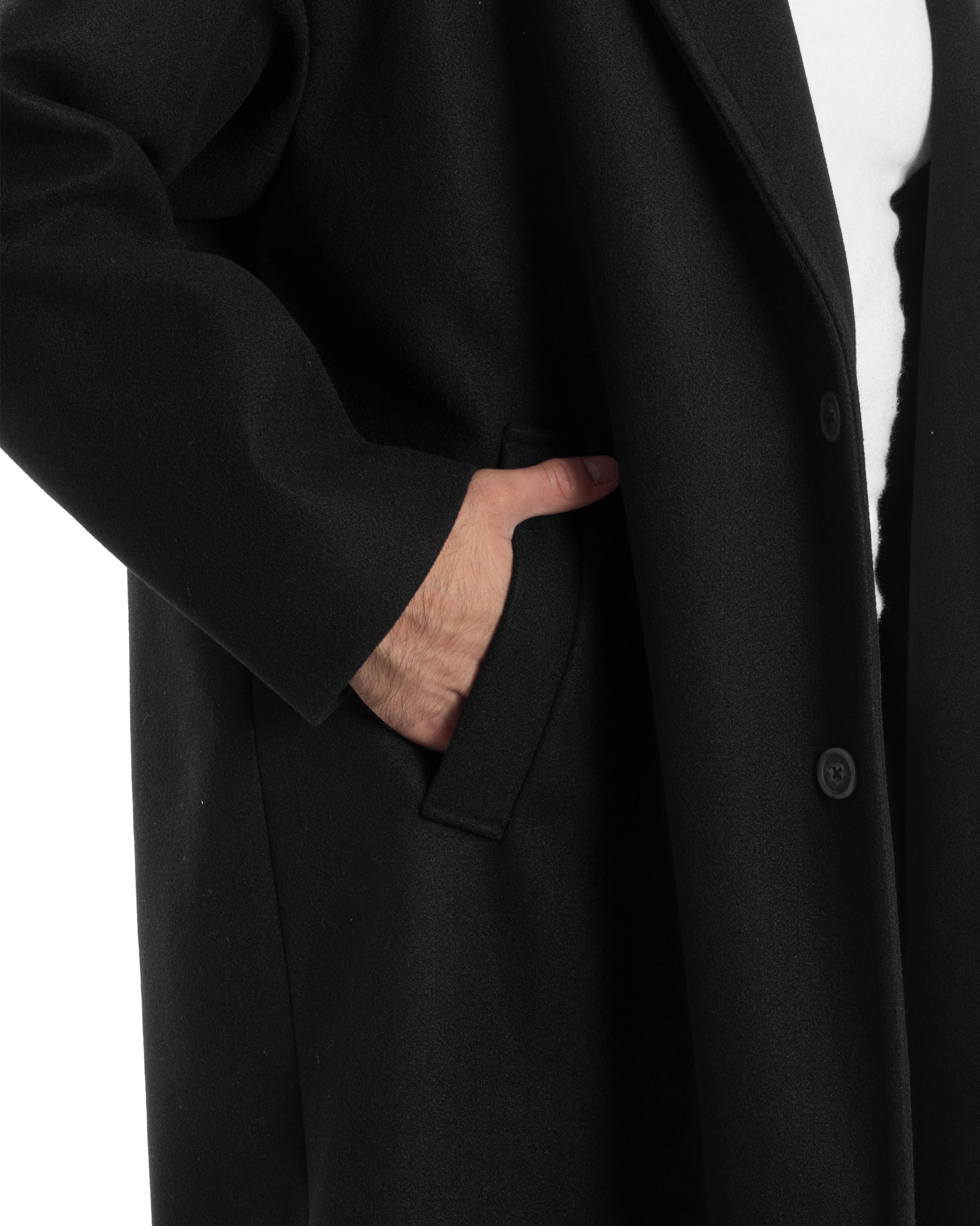 Cappotto Uomo Oversize Monopetto Maniche Raglan Collo Rever Nero CO1064A