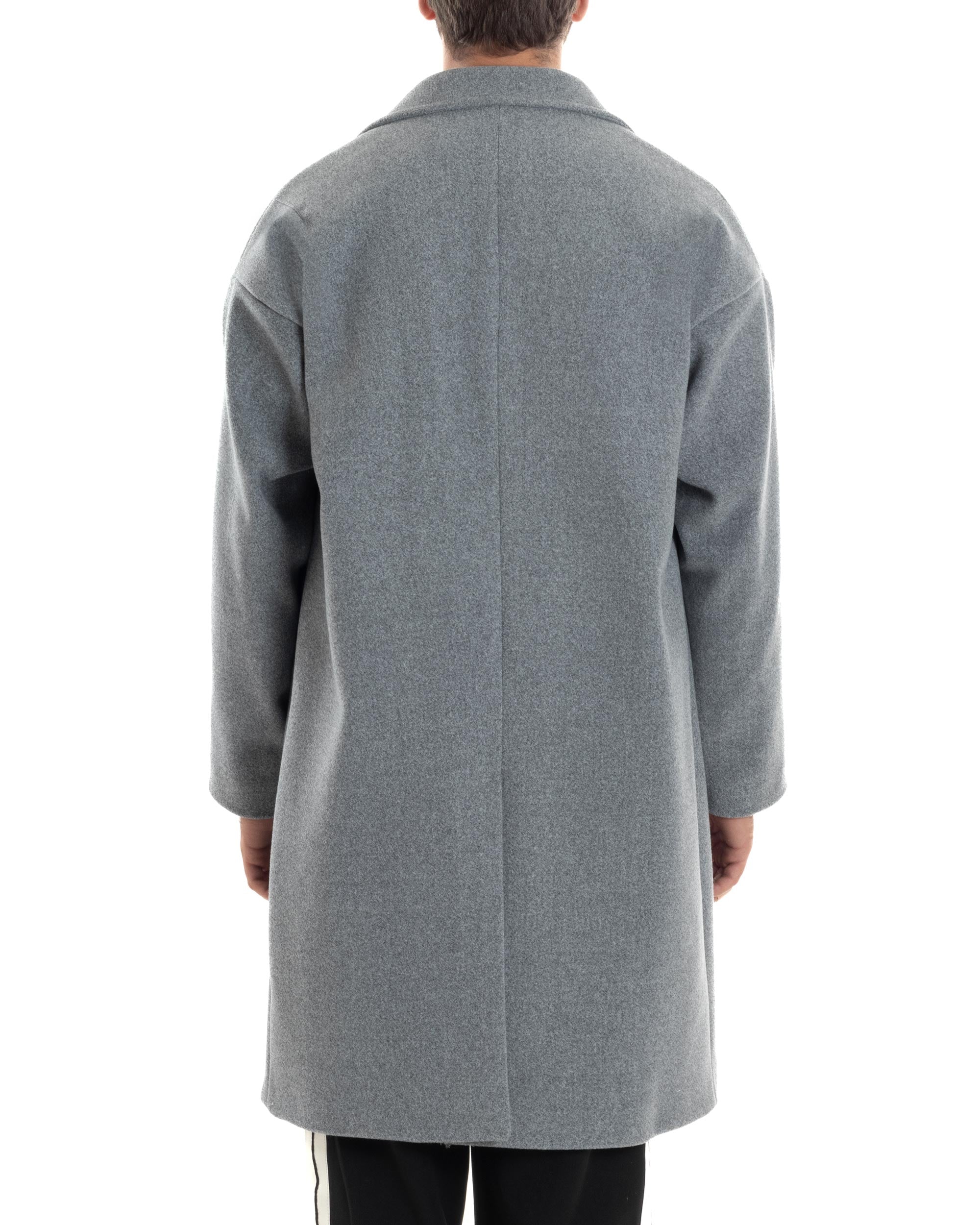 Cappotto Uomo Oversize Monopetto Maniche Raglan Collo Rever Grigio CO1065A