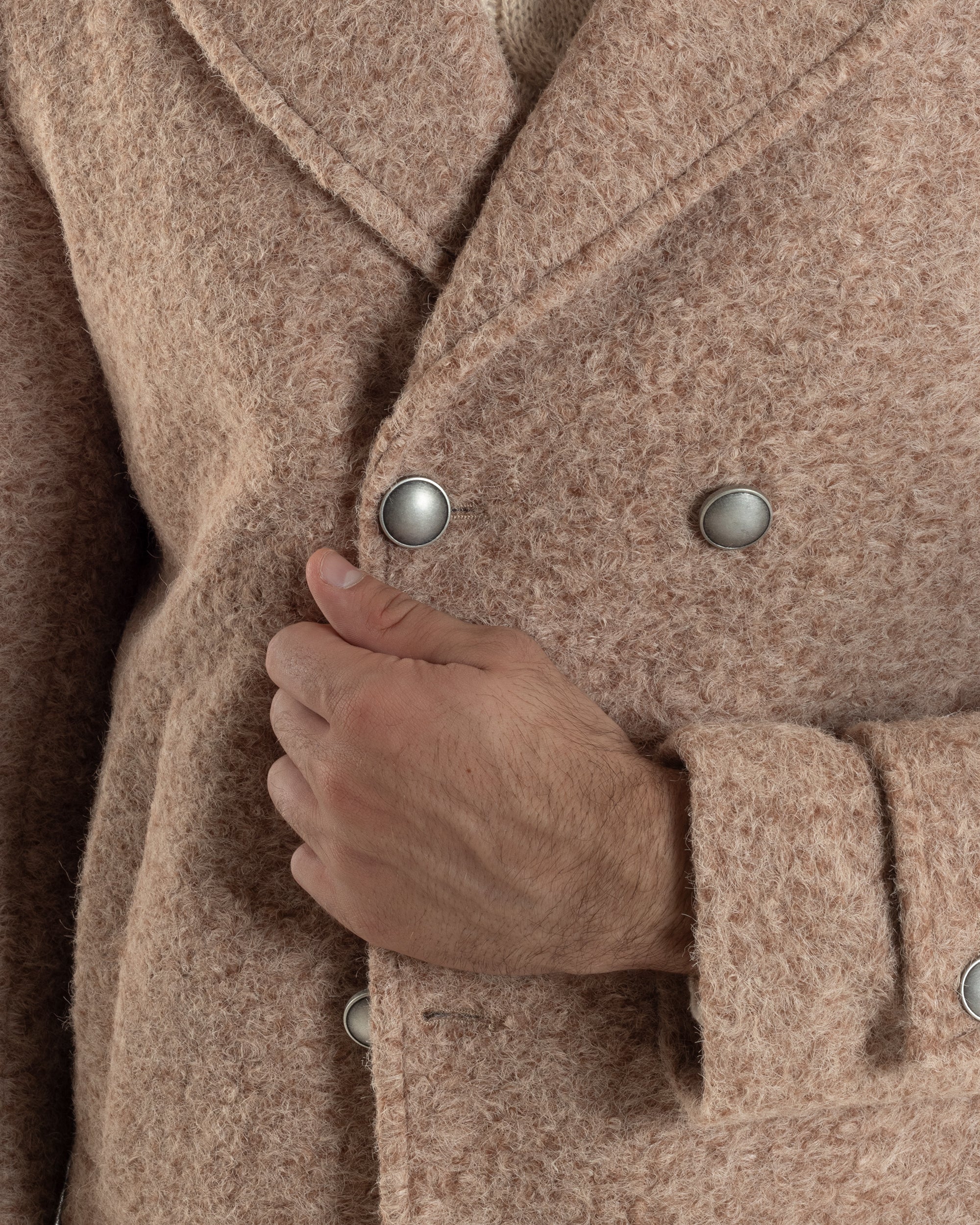 Cappotto Uomo Doppiopetto Corto Teddy Revers Camel Over-D OE1F2W5J44