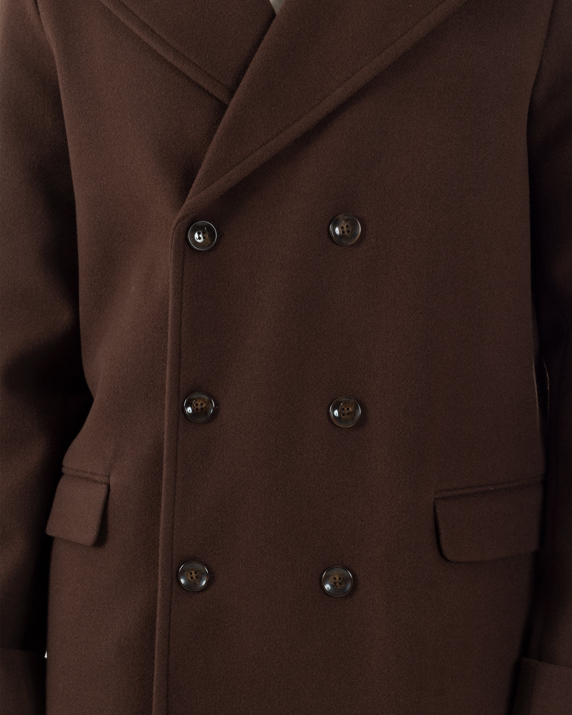 Cappotto Doppiopetto Uomo Oversize Giaccone Lungo Revers Ampi Marrone CO1093A