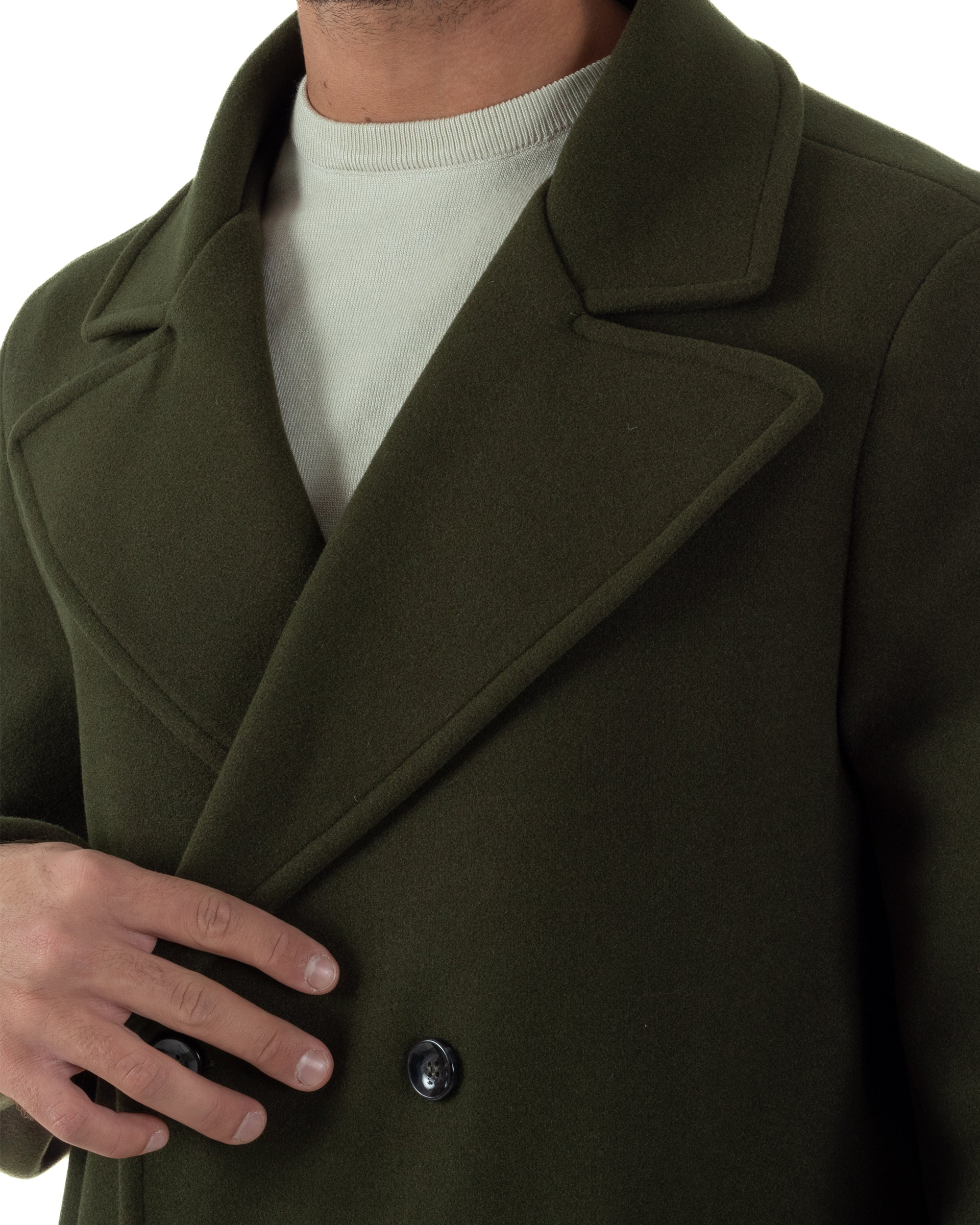 Cappotto Doppiopetto Uomo Oversize Giaccone Lungo Revers Ampi Verde CO1095A