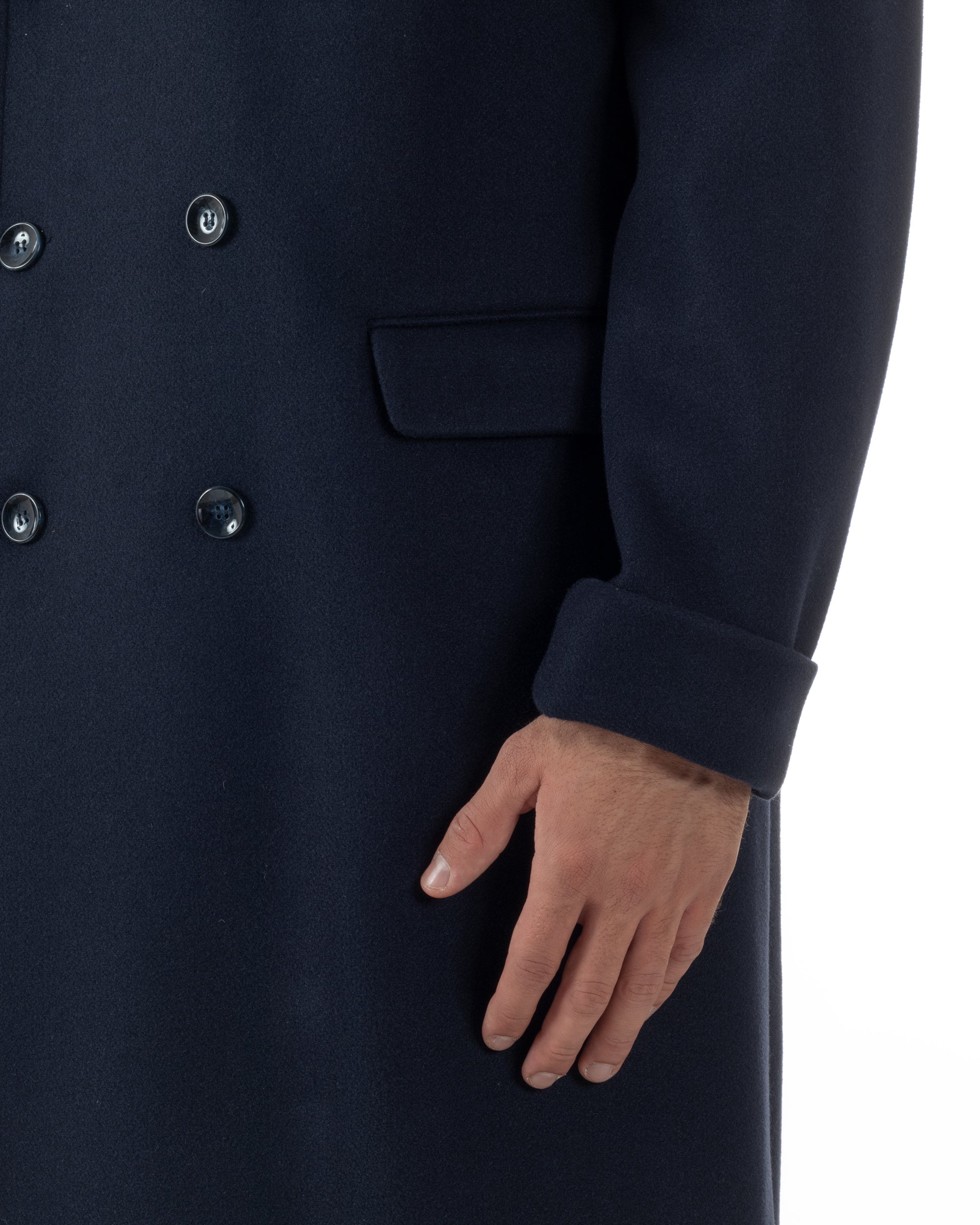 Cappotto Doppiopetto Uomo Oversize Giaccone Lungo Revers Ampi Blu CO1096A