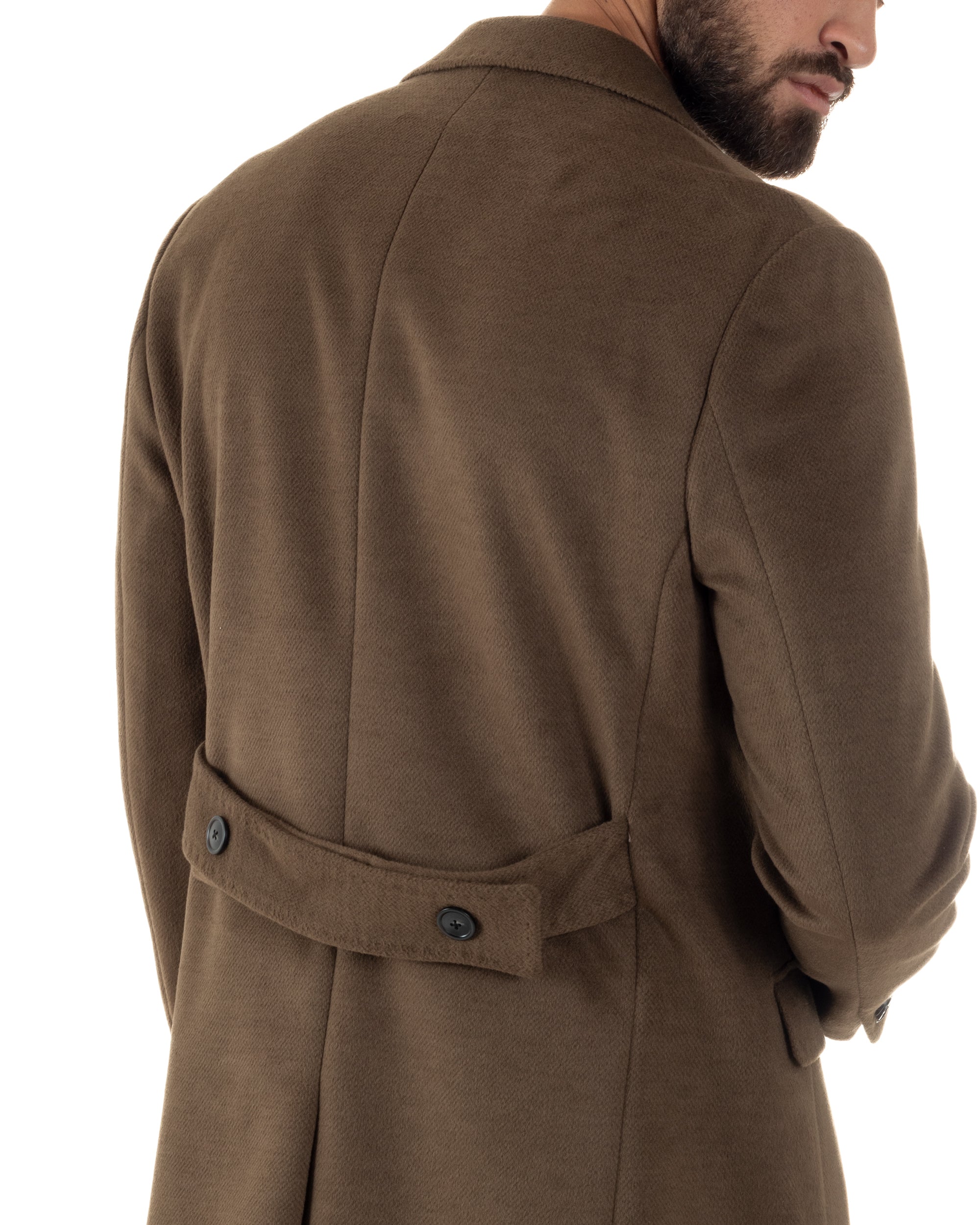 Cappotto Uomo Monopetto Classico Martingala Marrone CO1101A