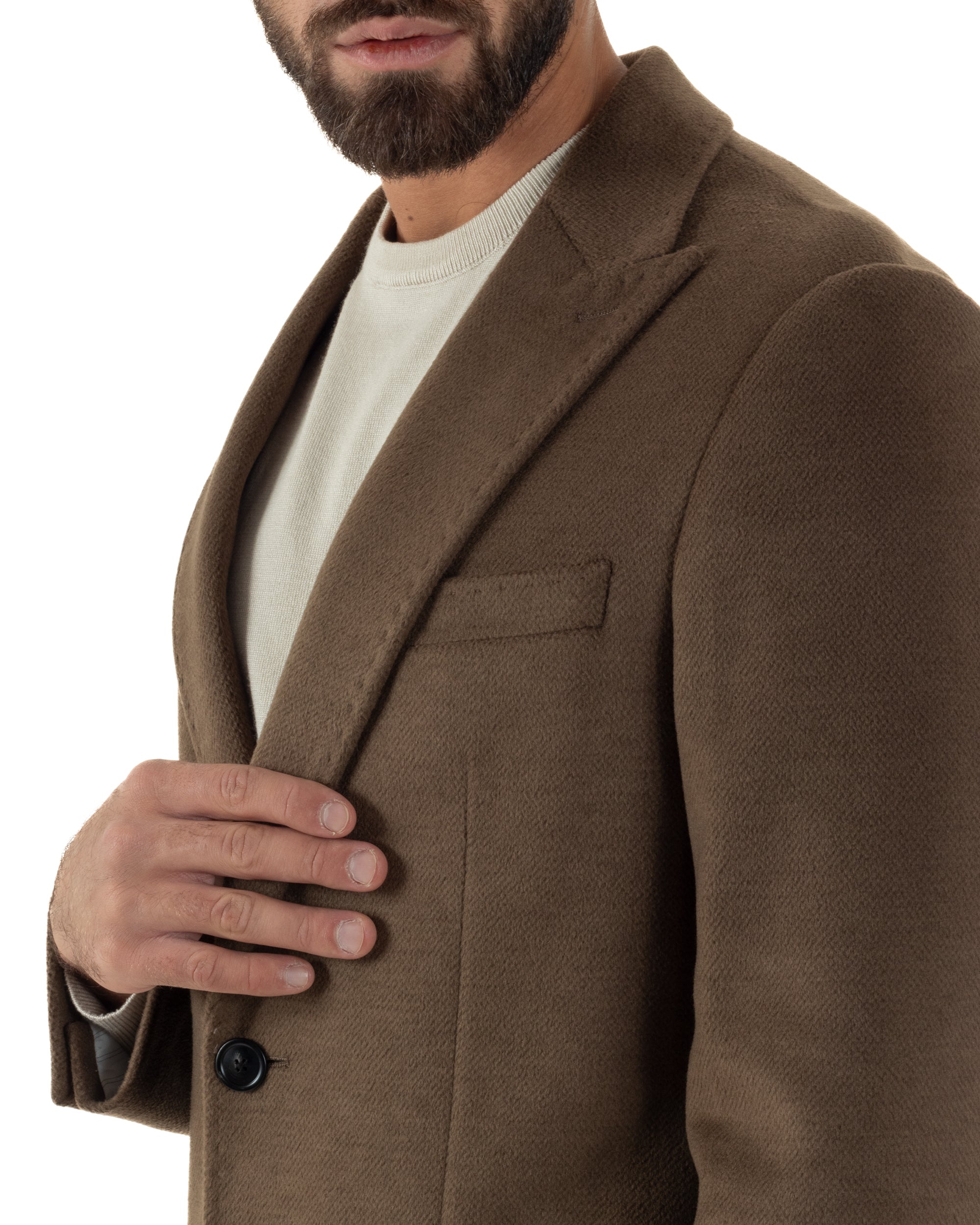 Cappotto Uomo Monopetto Classico Martingala Marrone CO1101A