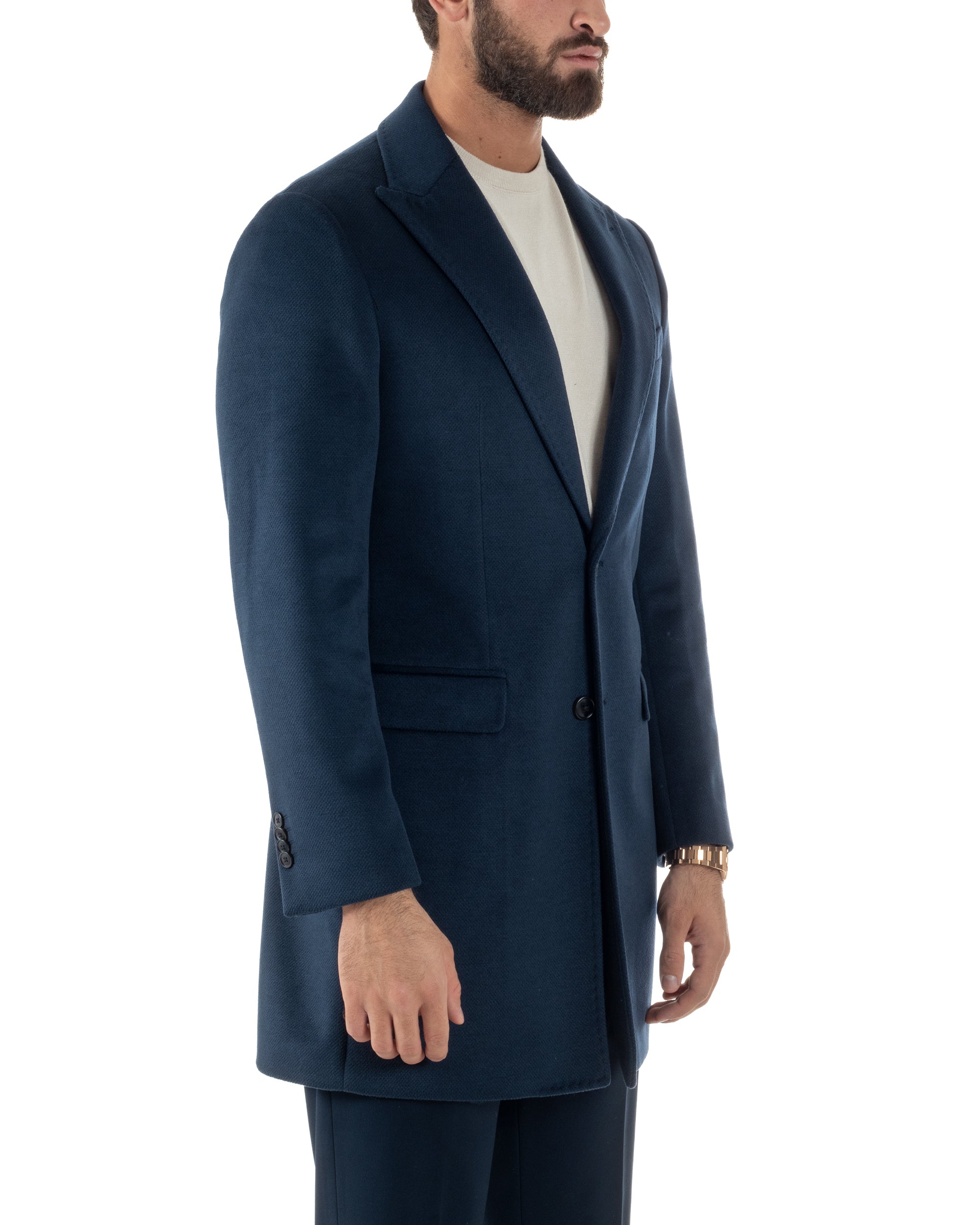 Cappotto Uomo Monopetto Classico Martingala Blu CO1102A