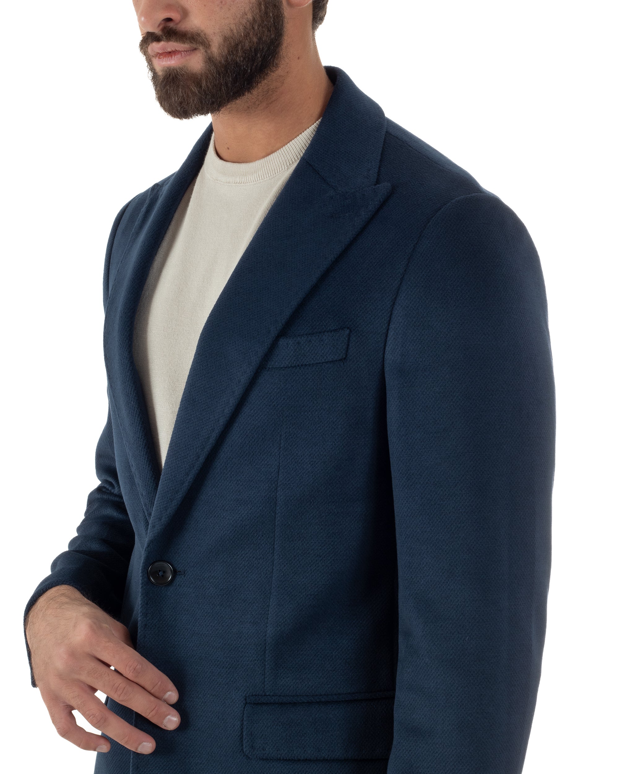 Cappotto Uomo Monopetto Classico Martingala Blu CO1102A
