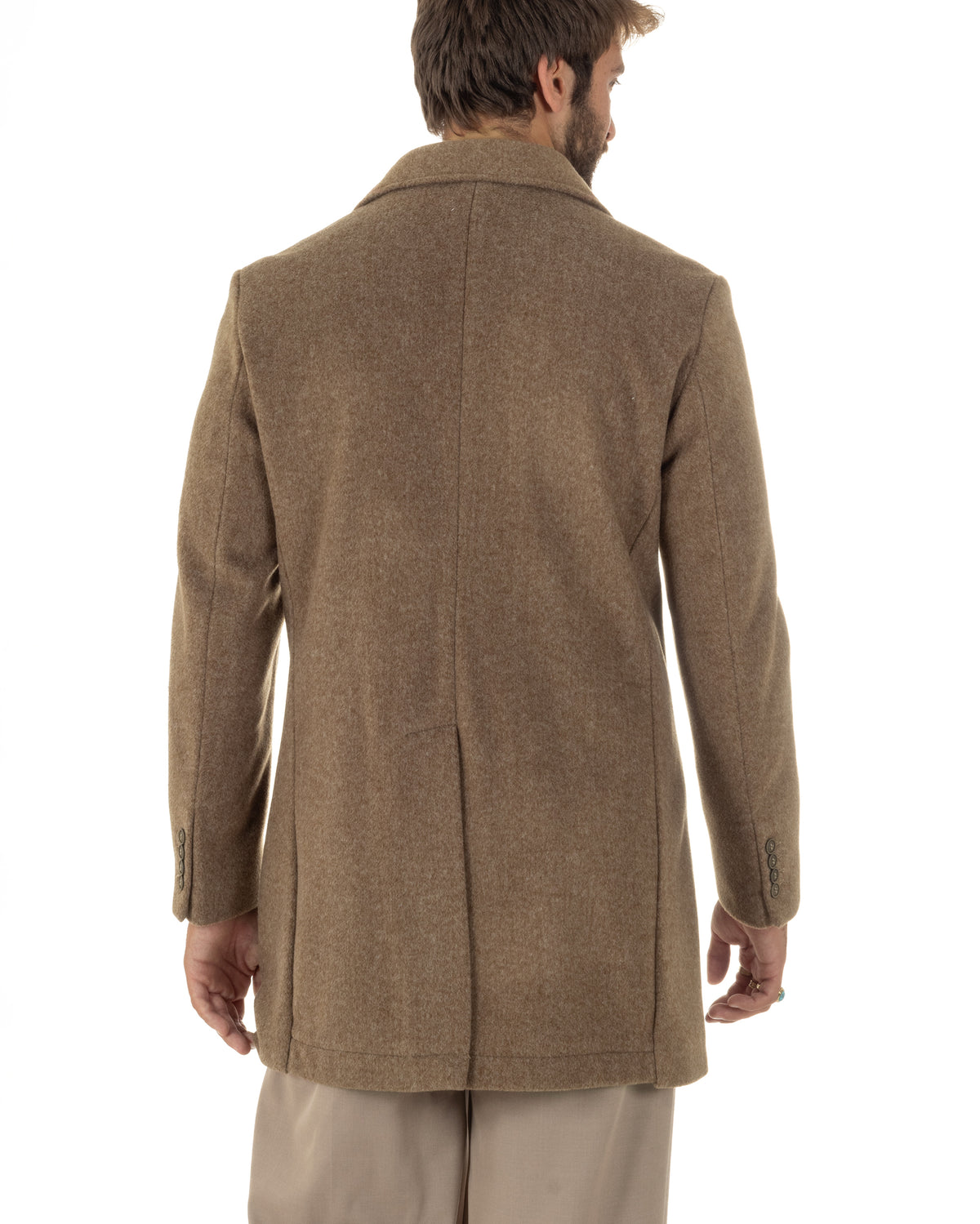 Cappotto uomo sartoriale doppiopetto con rever a lancia camel GIOSAL-CO1108A