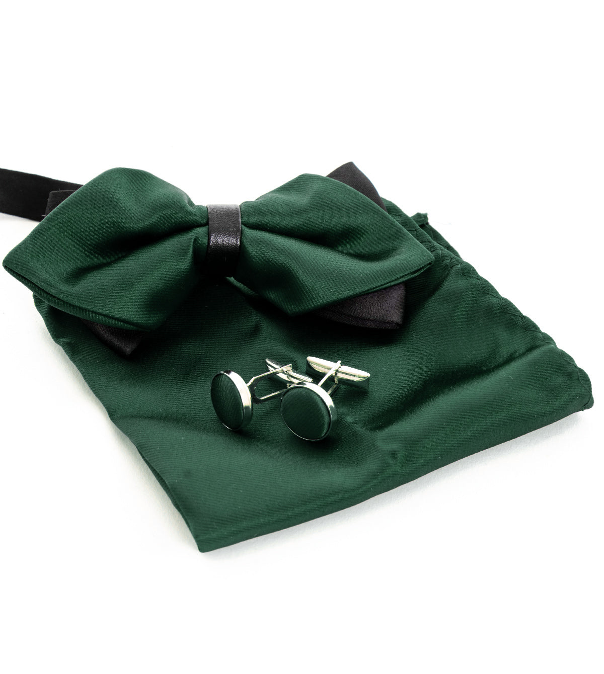 Set Papillon Pochette Gemelli Uomo Unisex Elegante Cerimonia Verde GIOSAL-CP1121A