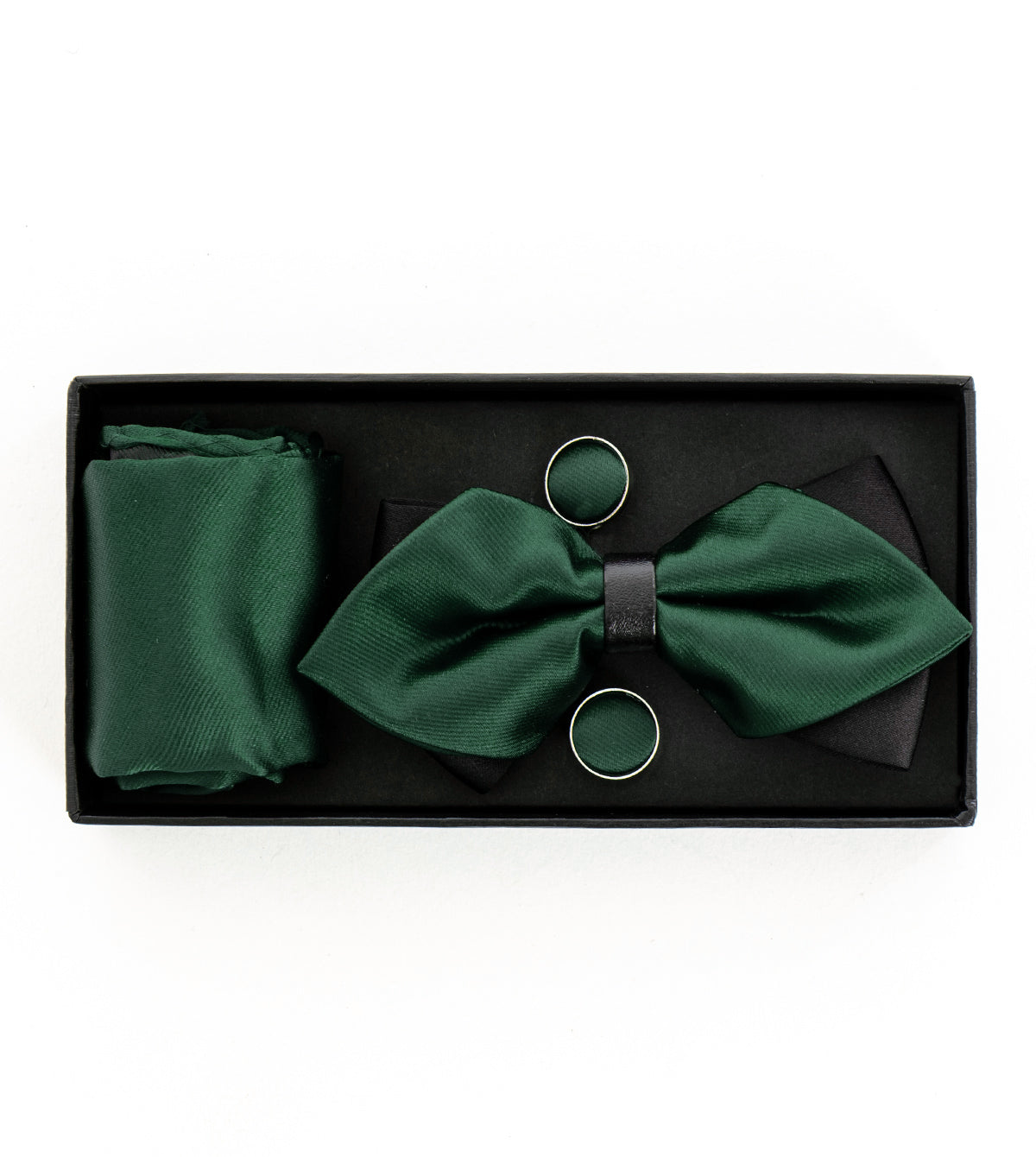 Set Papillon Pochette Gemelli Uomo Unisex Elegante Cerimonia Verde GIOSAL-CP1121A