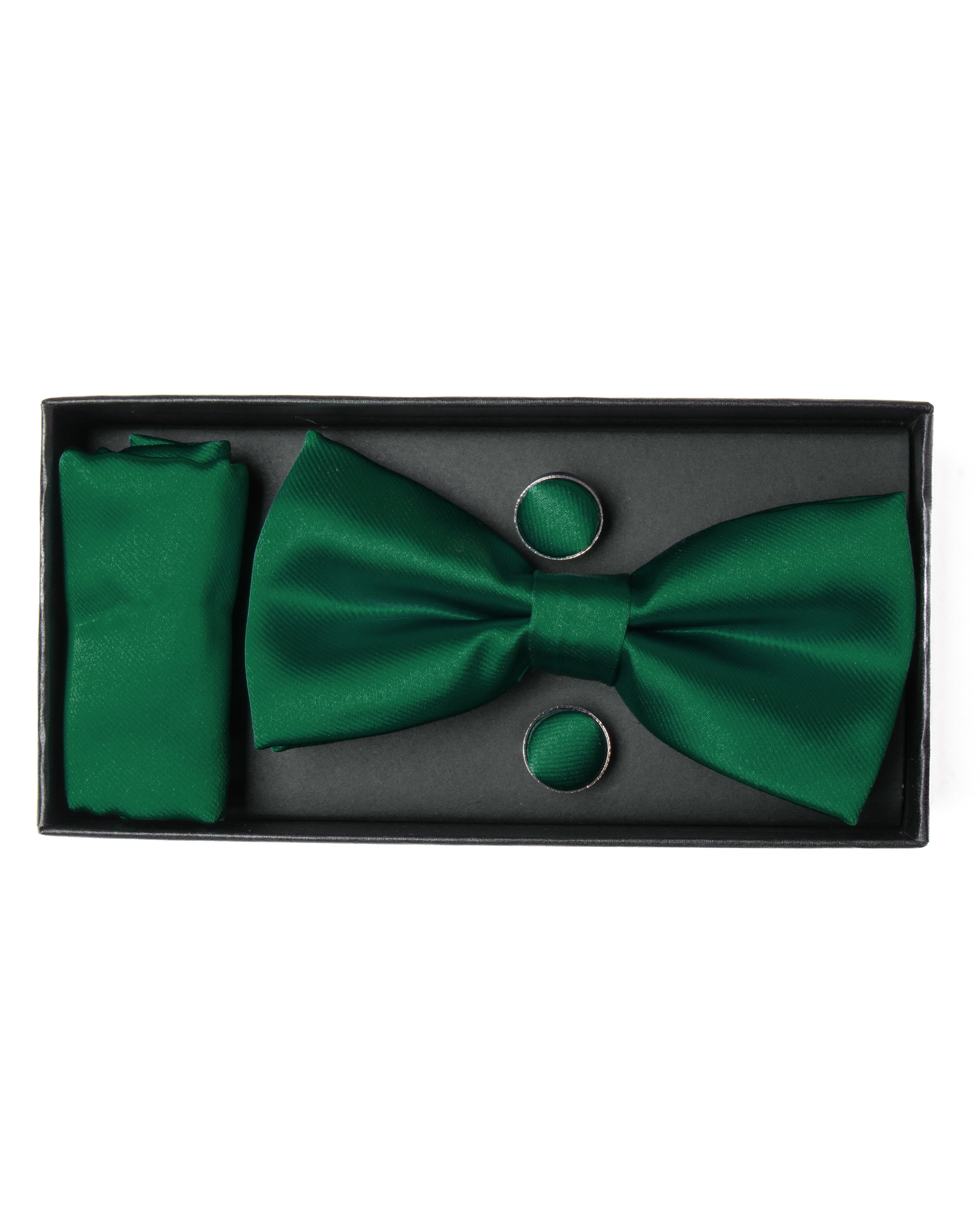 Set Pochette Papillon Gemelli Uomo Unisex Elegante Classico Cerimonia Tinta Unita Verde GIOSAL-CP1129A