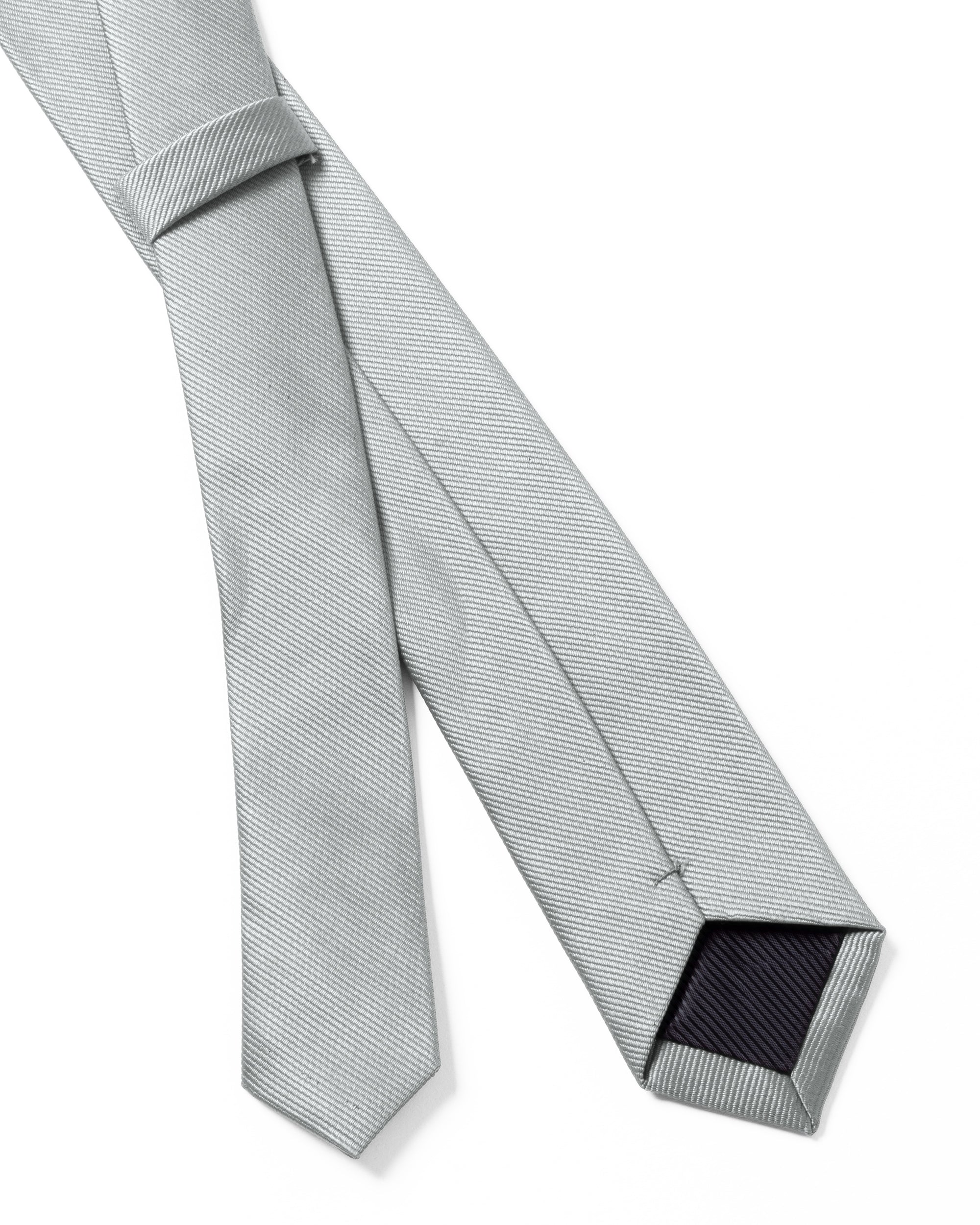 Cravattino Uomo Unisex Cravatta Pala Media Elegante Cerimonia Casual Basic Raso Diagonale Grigio Chiaro GIOSAL-CP1141A
