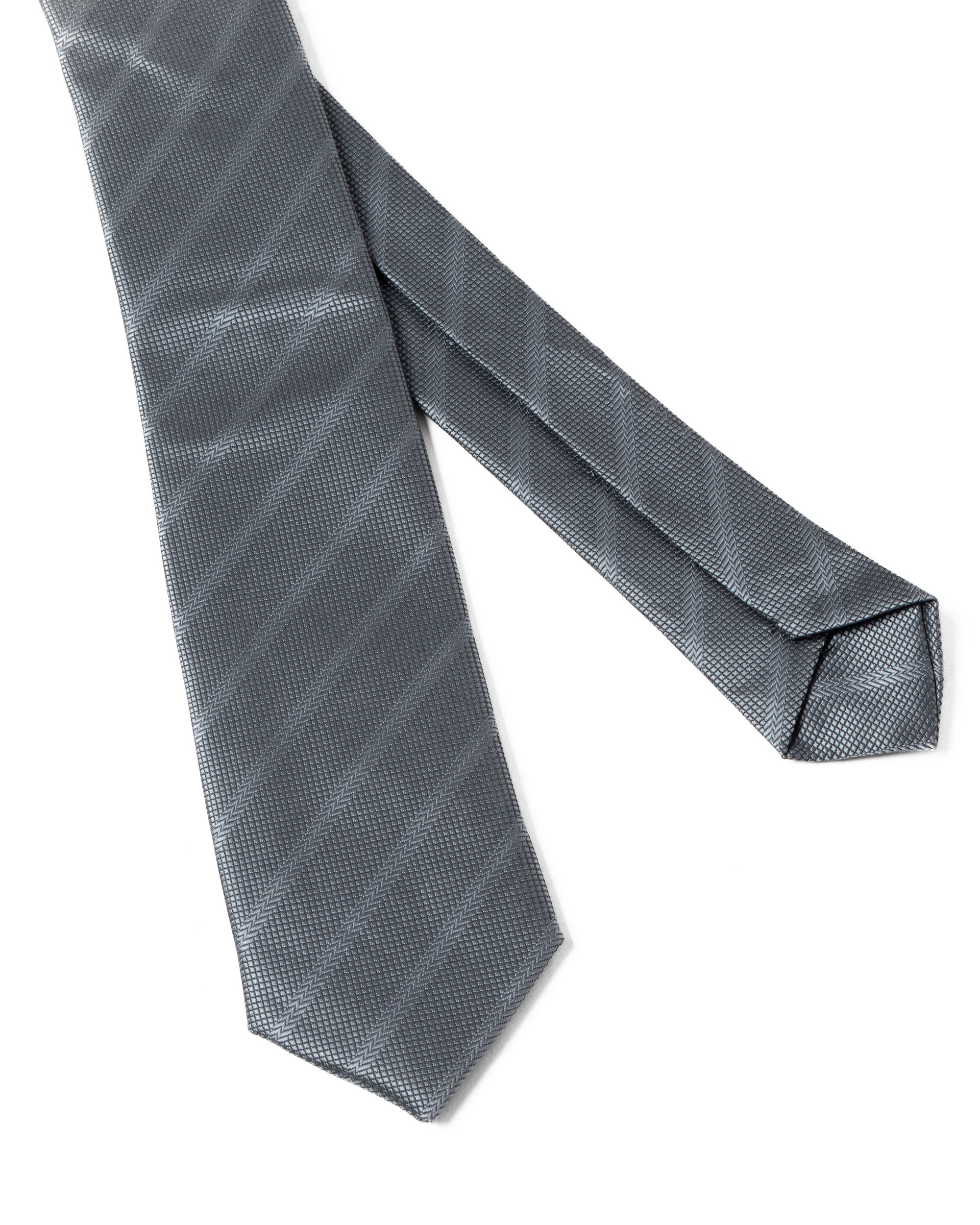 Cravattino Uomo Unisex Cravatta Pala Media Elegante Cerimonia Casual Basic Quadretti Rigata Grigio GIOSAL-CP1145A