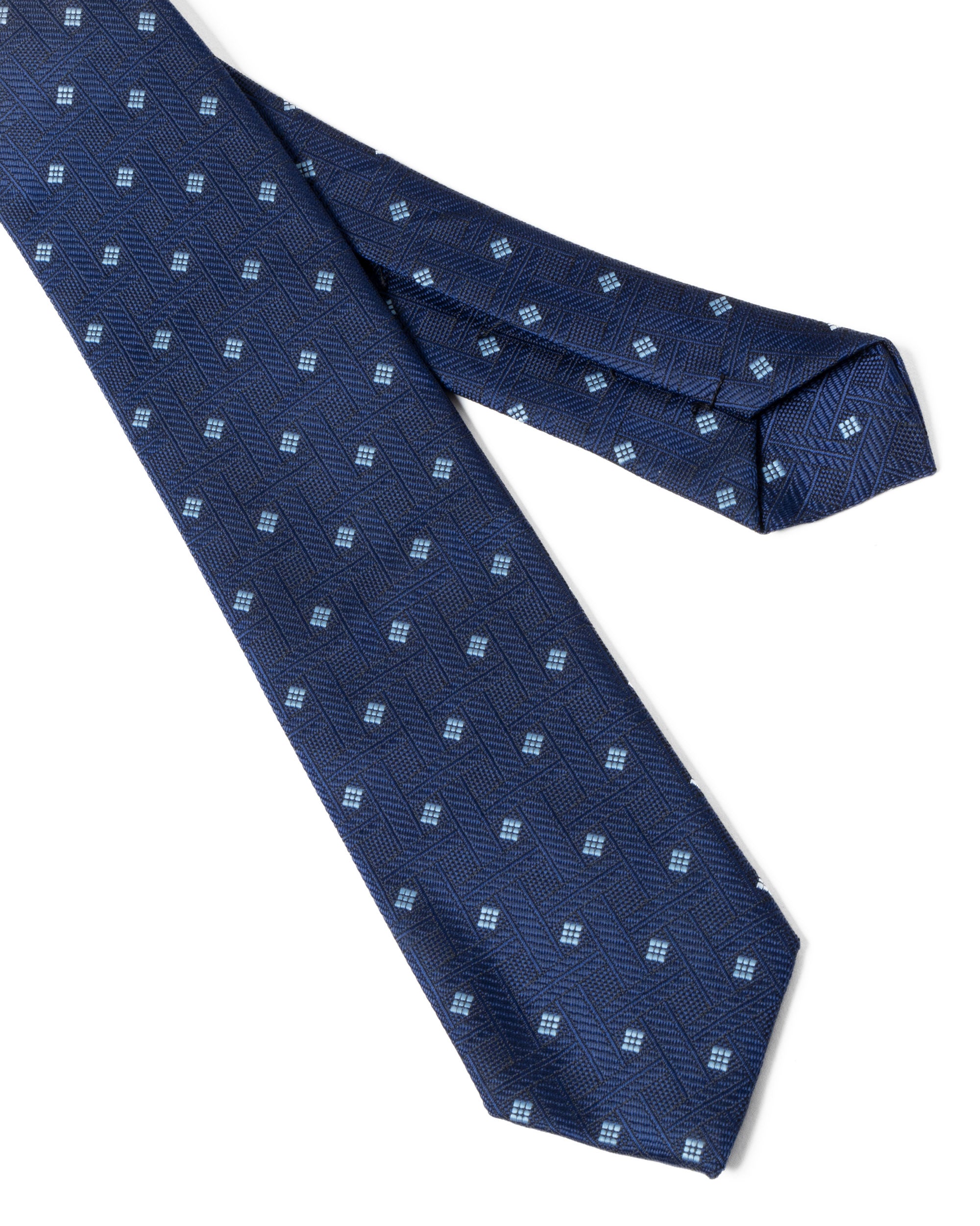 Cravattino Uomo Unisex Cravatta Pala Media Elegante Cerimonia Casual Basic Quadri Rombi Blu GIOSAL-CP1146A