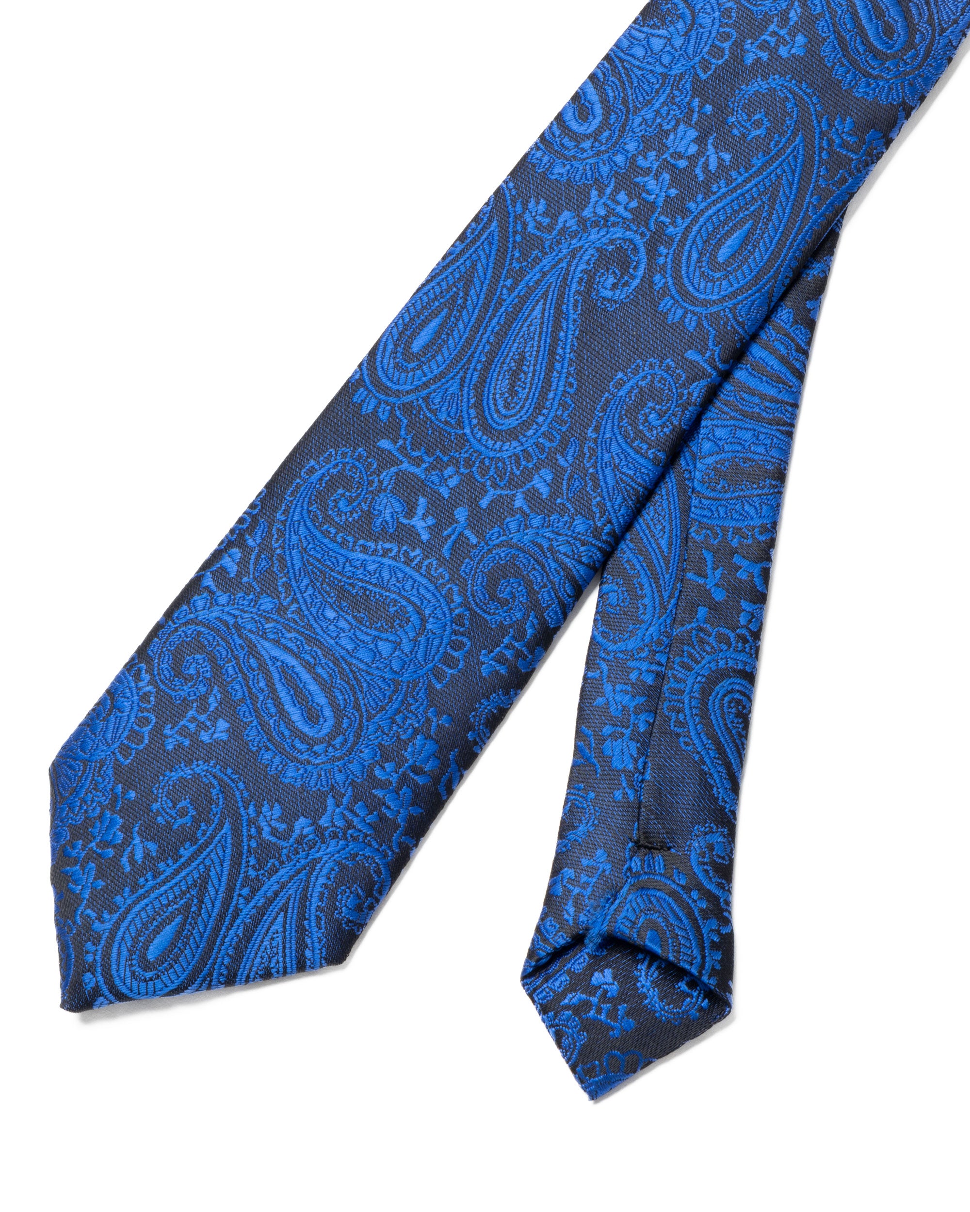Cravattino Uomo Unisex Cravatta Pala Media Elegante Cerimonia Casual Fantasia Damascata Jacquard Blu Royal GIOSAL-CP1147A