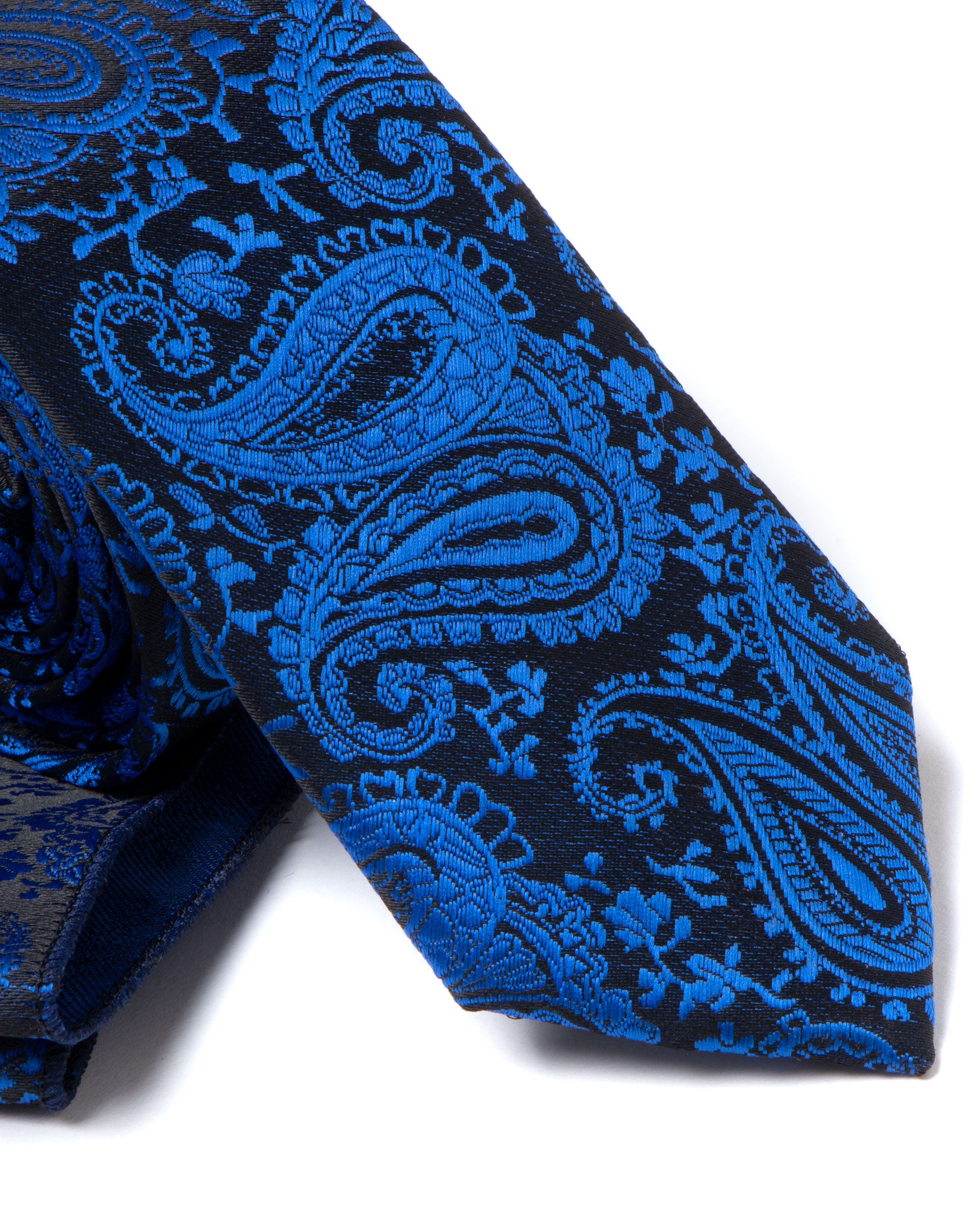 Cravattino Uomo Unisex Cravatta Pala Media Elegante Cerimonia Casual Fantasia Damascata Jacquard Blu Royal GIOSAL-CP1147A