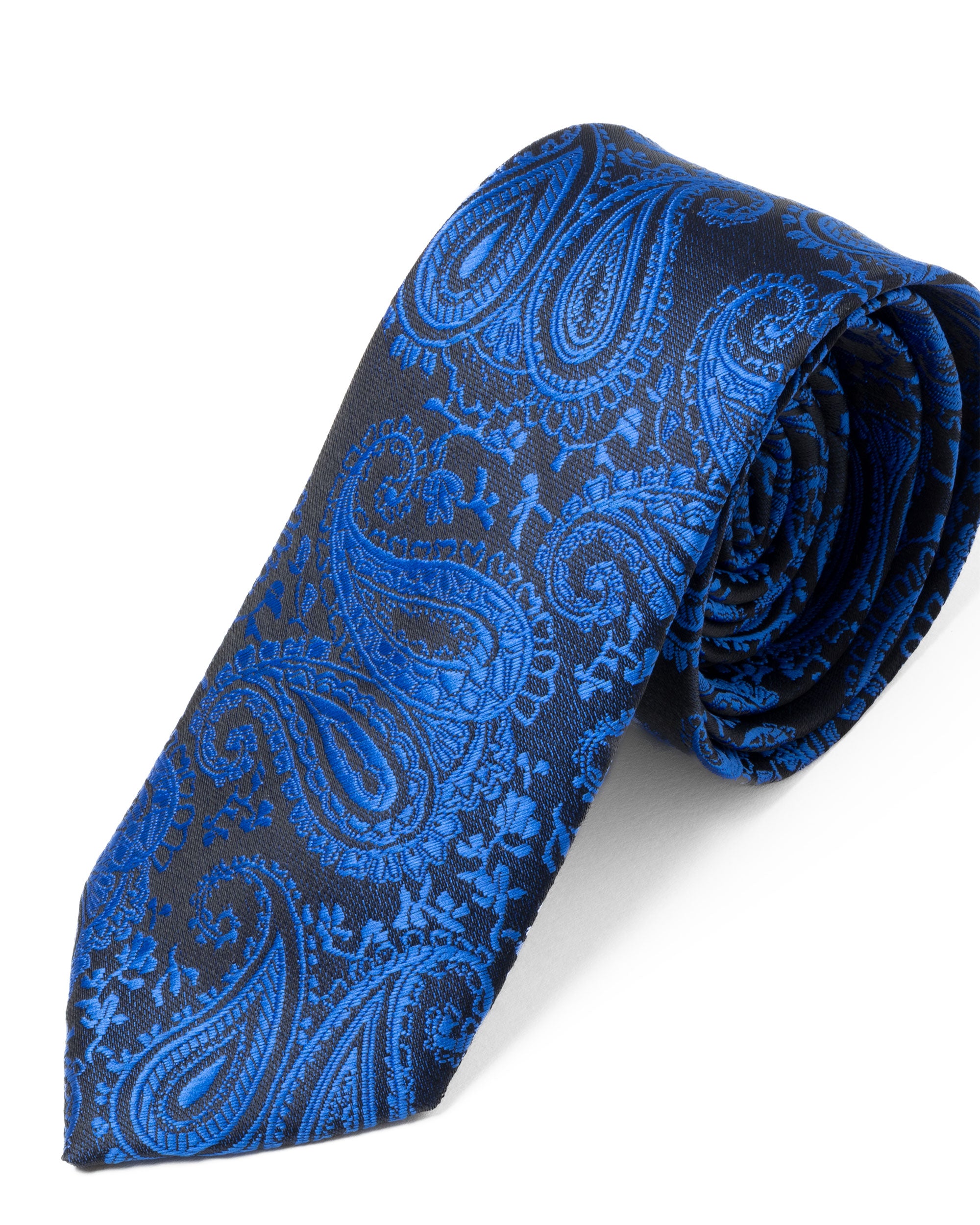 Cravattino Uomo Unisex Cravatta Pala Media Elegante Cerimonia Casual Fantasia Damascata Jacquard Blu Royal GIOSAL-CP1147A