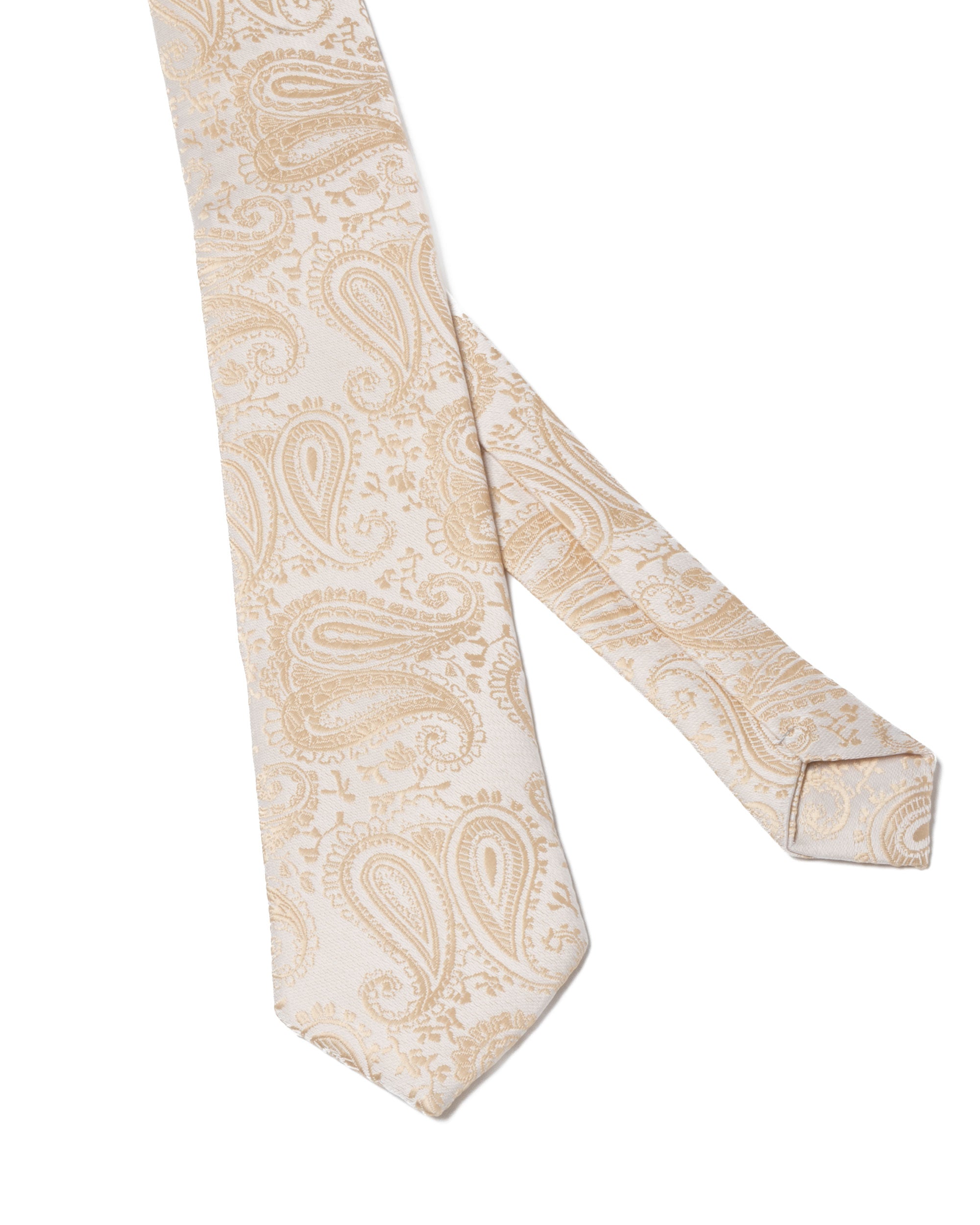 Cravattino Uomo Unisex Cravatta Pala Media Elegante Cerimonia Casual Fantasia Damascata Jacquard Beige GIOSAL-CP1149A