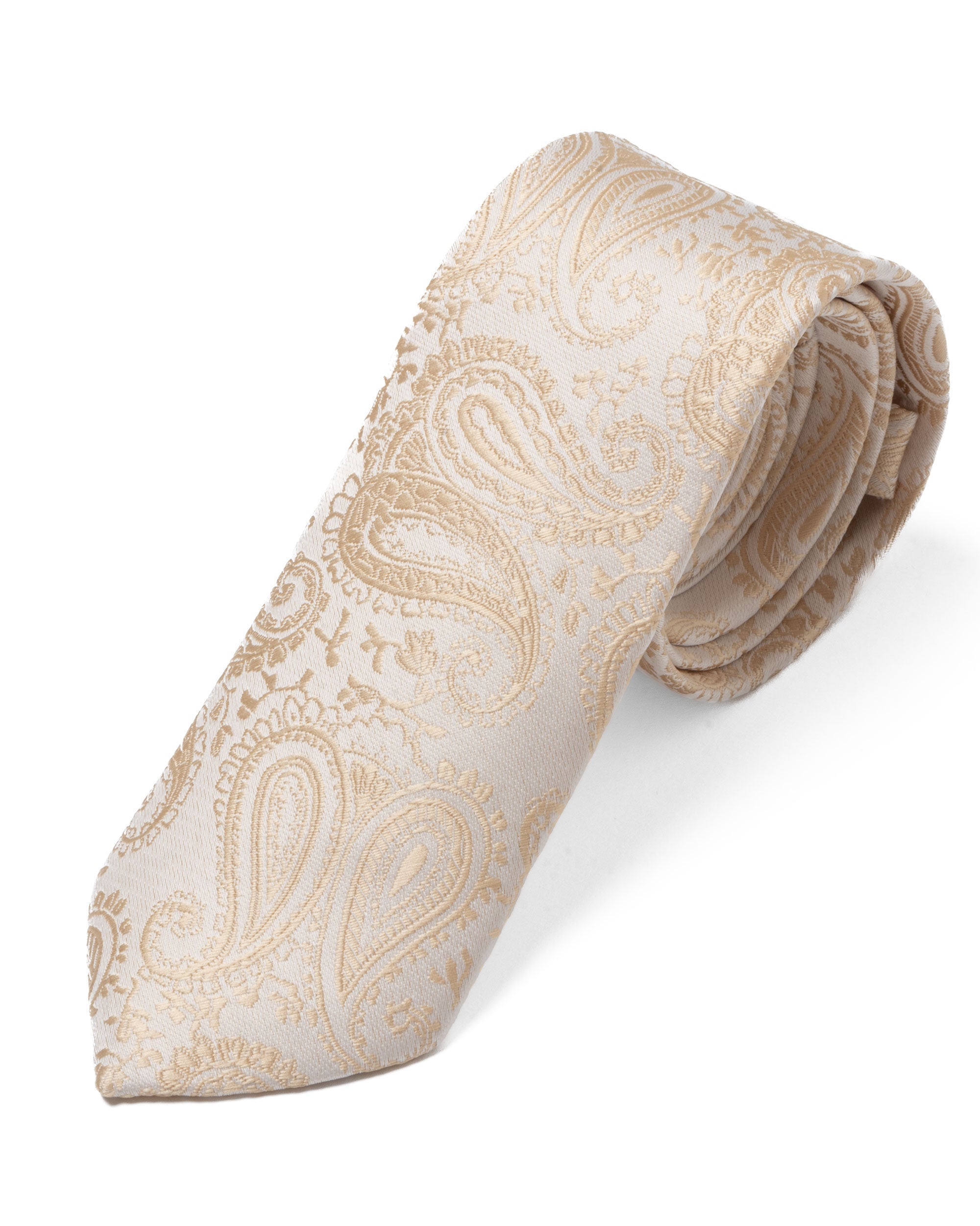 Cravattino Uomo Unisex Cravatta Pala Media Elegante Cerimonia Casual Fantasia Damascata Jacquard Beige GIOSAL-CP1149A