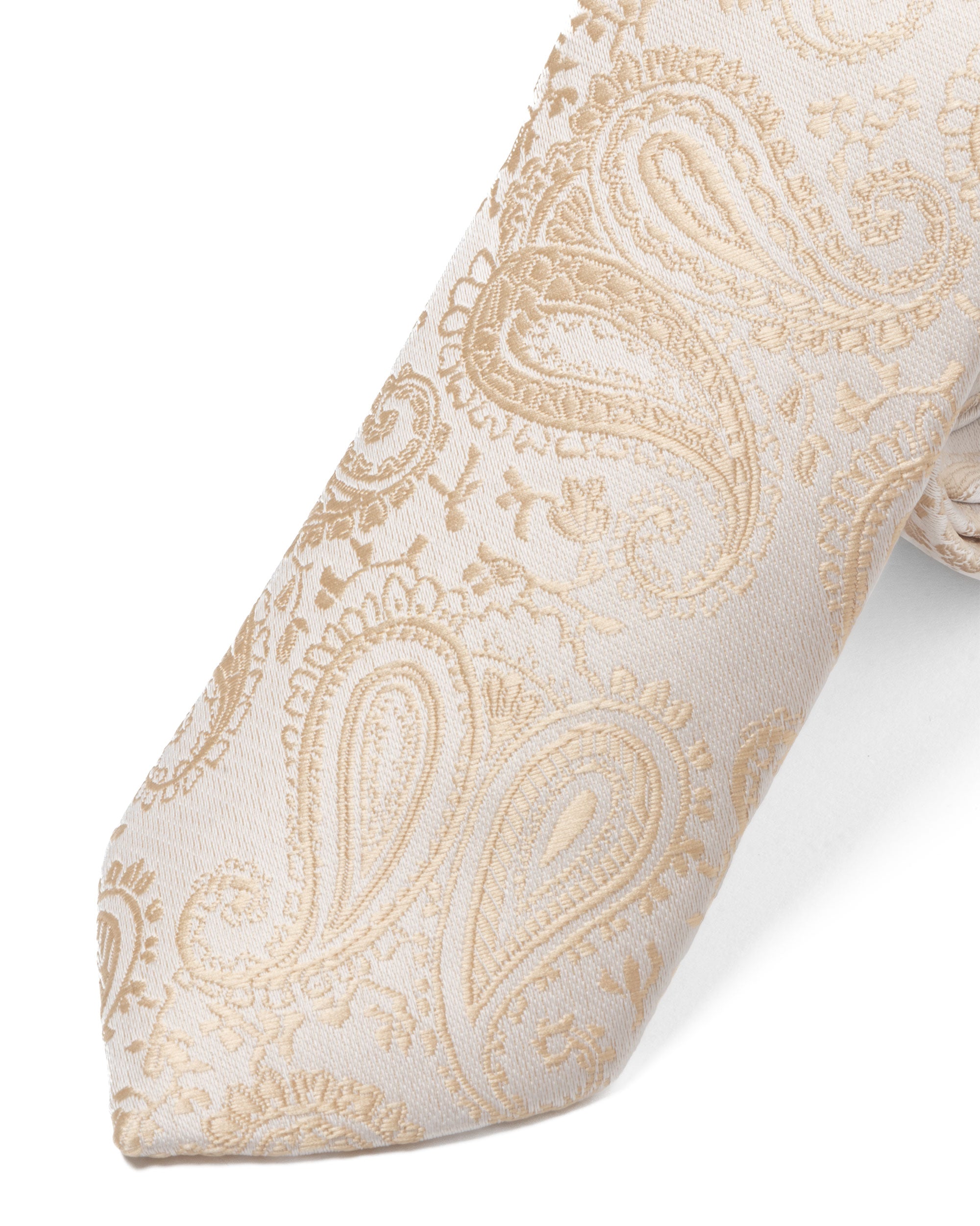 Cravattino Uomo Unisex Cravatta Pala Media Elegante Cerimonia Casual Fantasia Damascata Jacquard Beige GIOSAL-CP1149A
