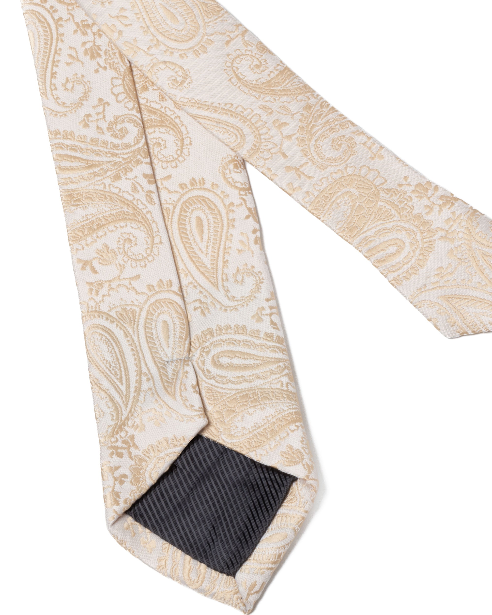 Cravattino Uomo Unisex Cravatta Pala Media Elegante Cerimonia Casual Fantasia Damascata Jacquard Beige GIOSAL-CP1149A