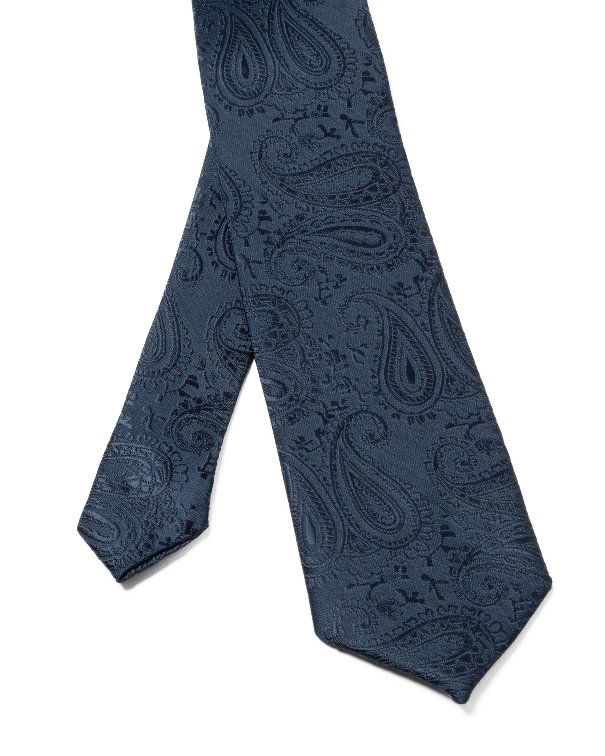 Cravattino Uomo Unisex Cravatta Pala Media Elegante Cerimonia Casual Fantasia Damascata Jacquard Blu Scuro GIOSAL-CP1150A