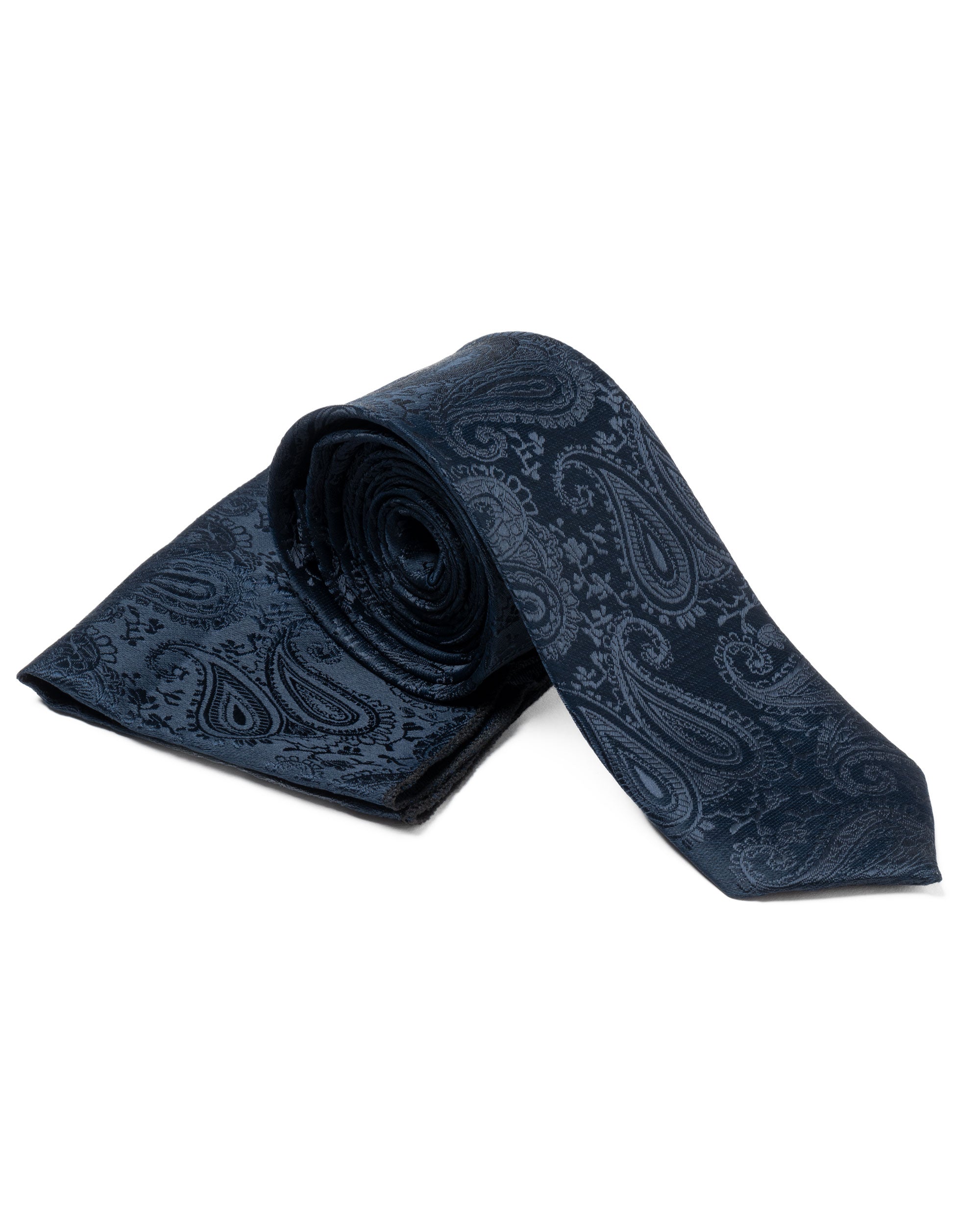 Cravattino Uomo Unisex Cravatta Pala Media Elegante Cerimonia Casual Fantasia Damascata Jacquard Blu Scuro GIOSAL-CP1150A