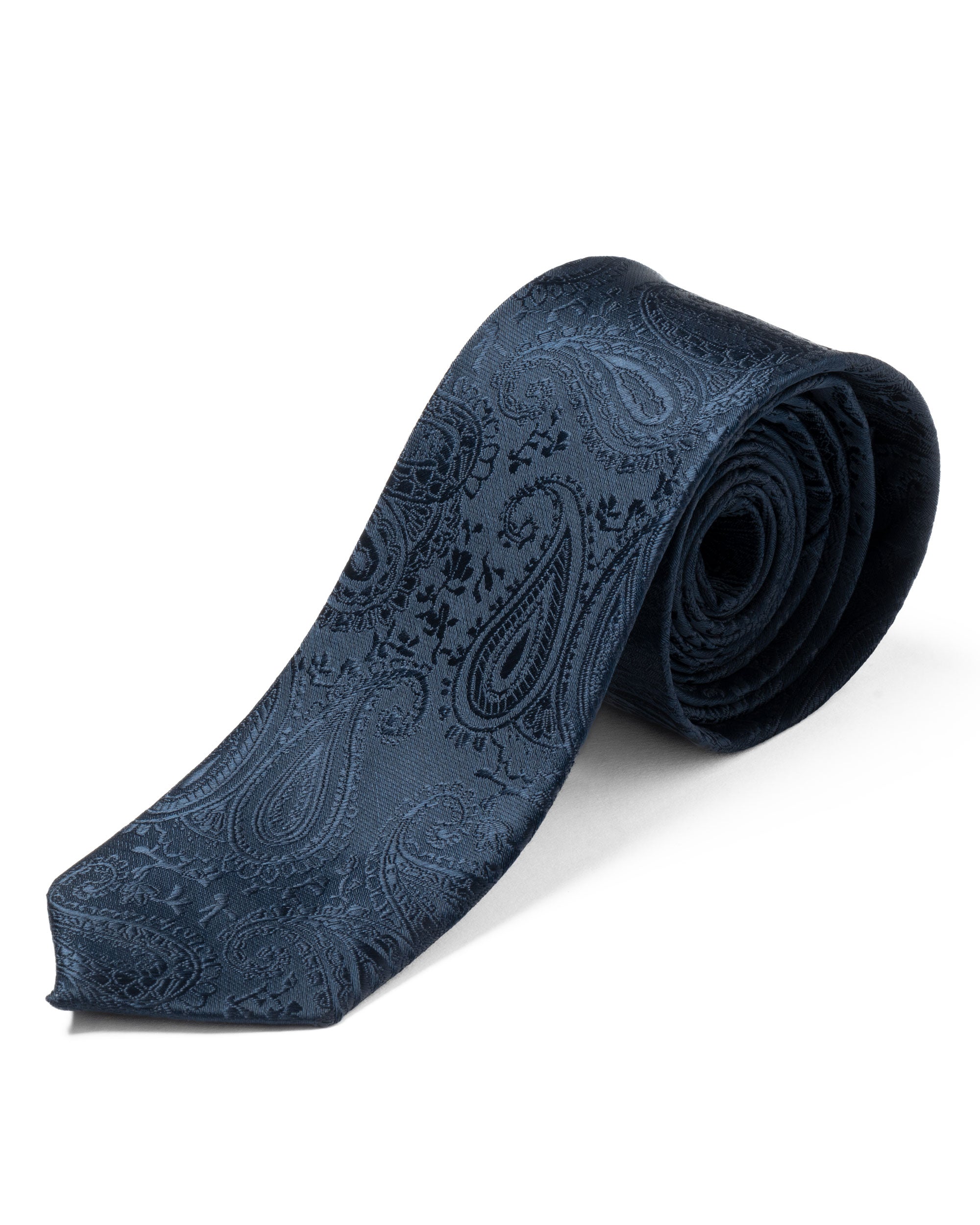 Cravattino Uomo Unisex Cravatta Pala Media Elegante Cerimonia Casual Fantasia Damascata Jacquard Blu Scuro GIOSAL-CP1150A