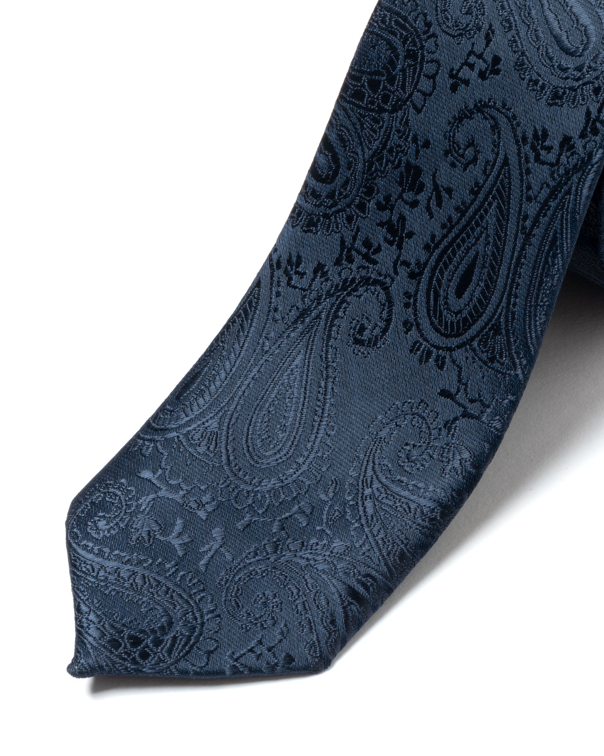 Cravattino Uomo Unisex Cravatta Pala Media Elegante Cerimonia Casual Fantasia Damascata Jacquard Blu Scuro GIOSAL-CP1150A