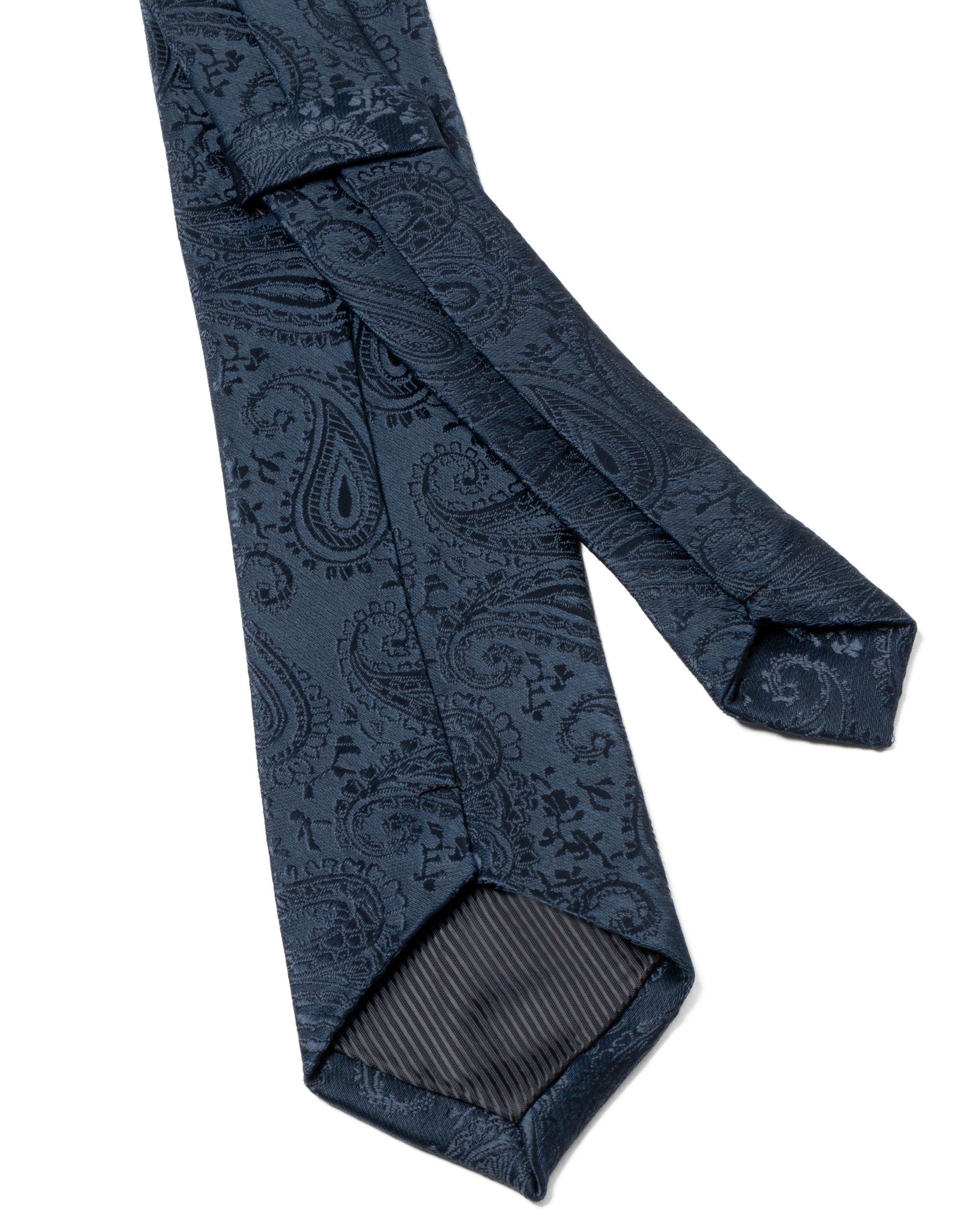 Cravattino Uomo Unisex Cravatta Pala Media Elegante Cerimonia Casual Fantasia Damascata Jacquard Blu Scuro GIOSAL-CP1150A