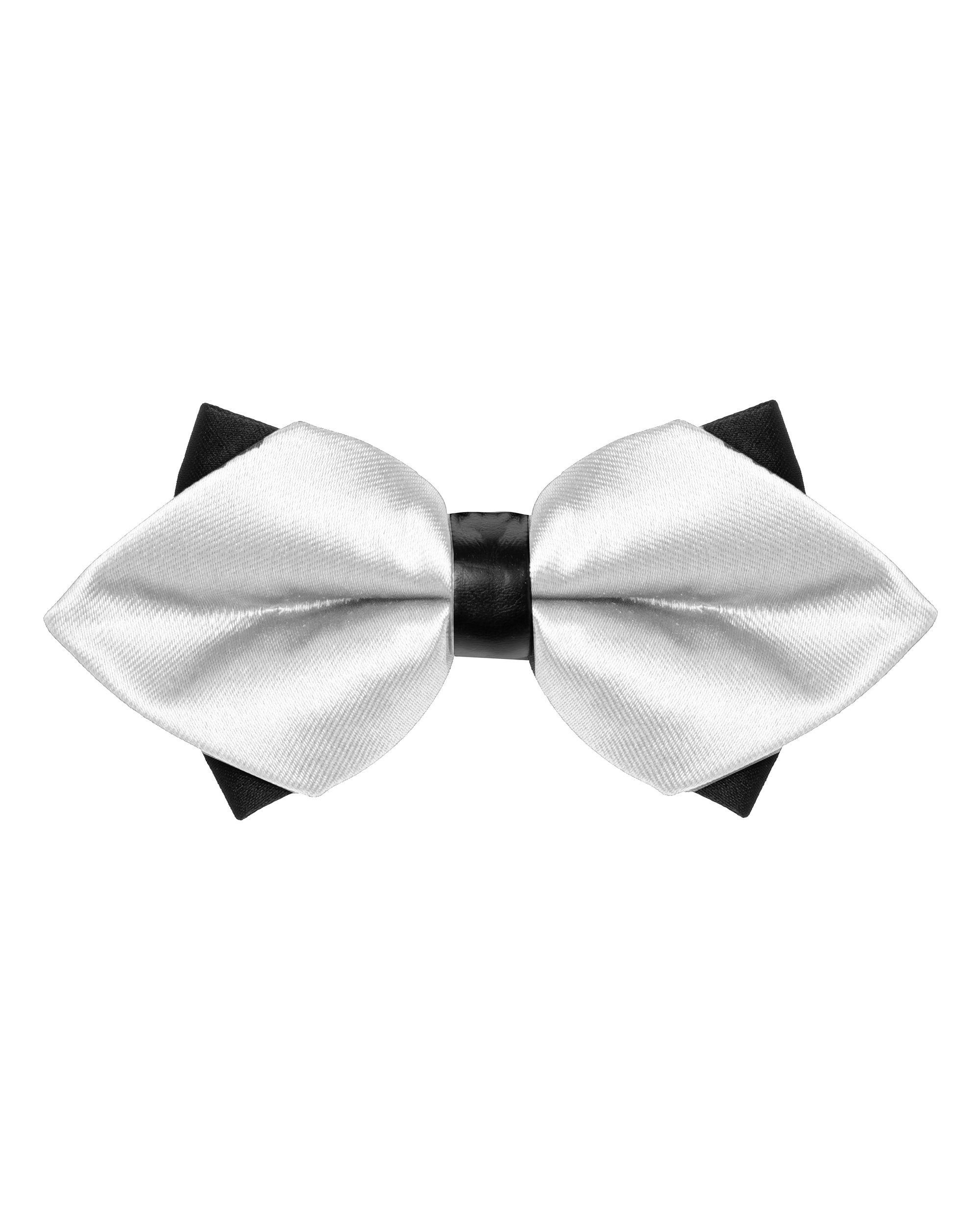 Papillon uomo unisex con punte elegante cerimonia bicolore tinta unita bianco GIOSAL-CP1154A