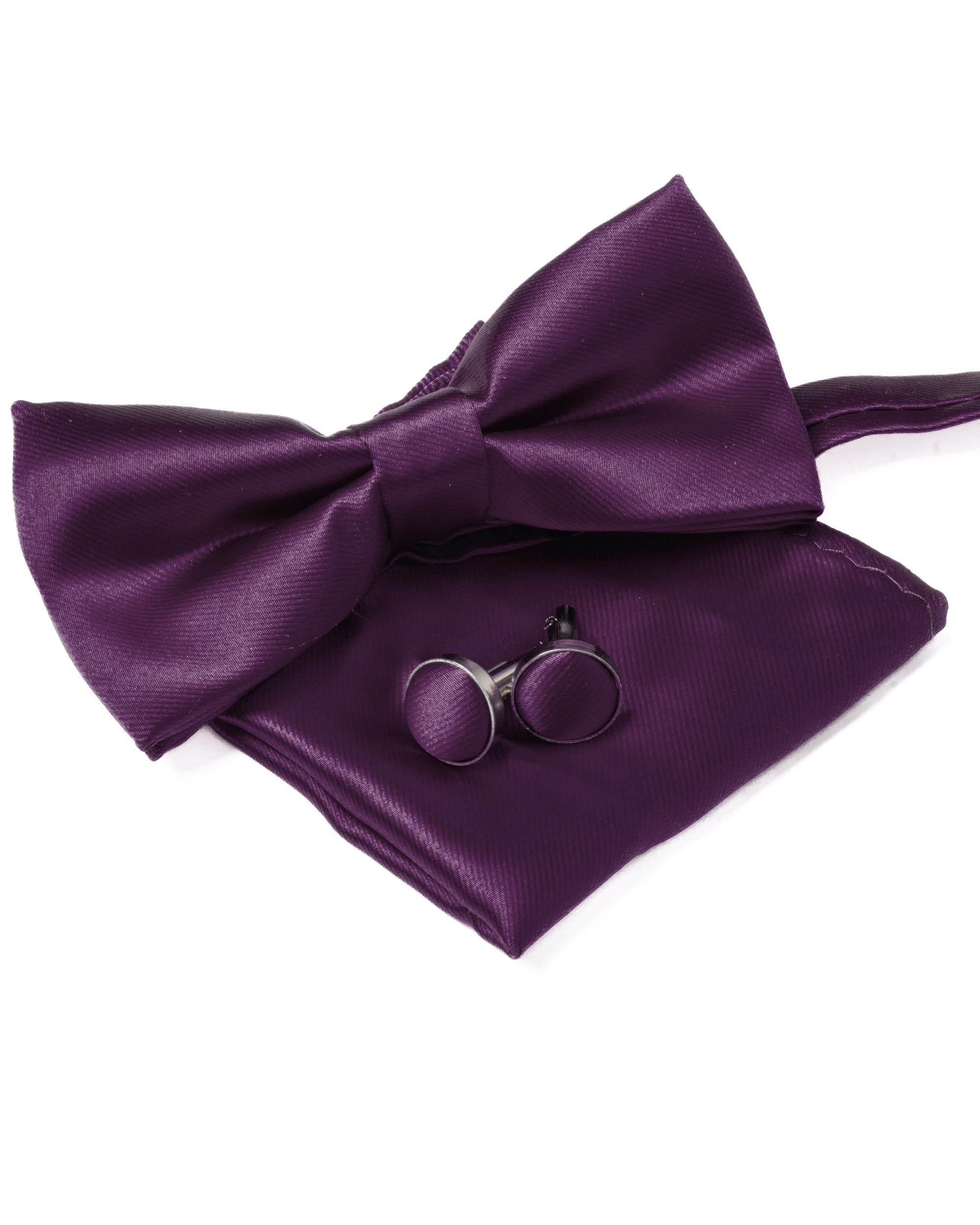 Set pochette papillon gemelli uomo unisex elegante classico cerimonia tinta unita viola GIOSAL-CP1157A