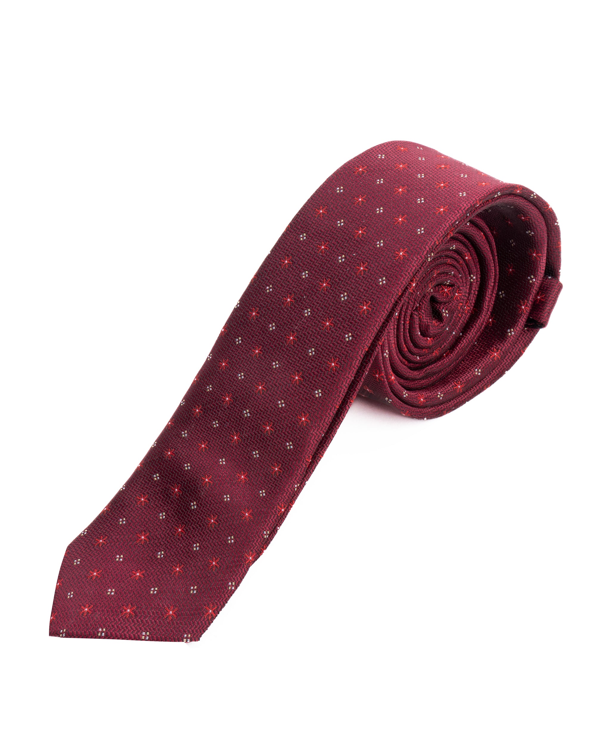Cravattino uomo unisex cravatta elegante cerimonia microfantasia a contrasto bordeaux GIOSAL-CP1170A