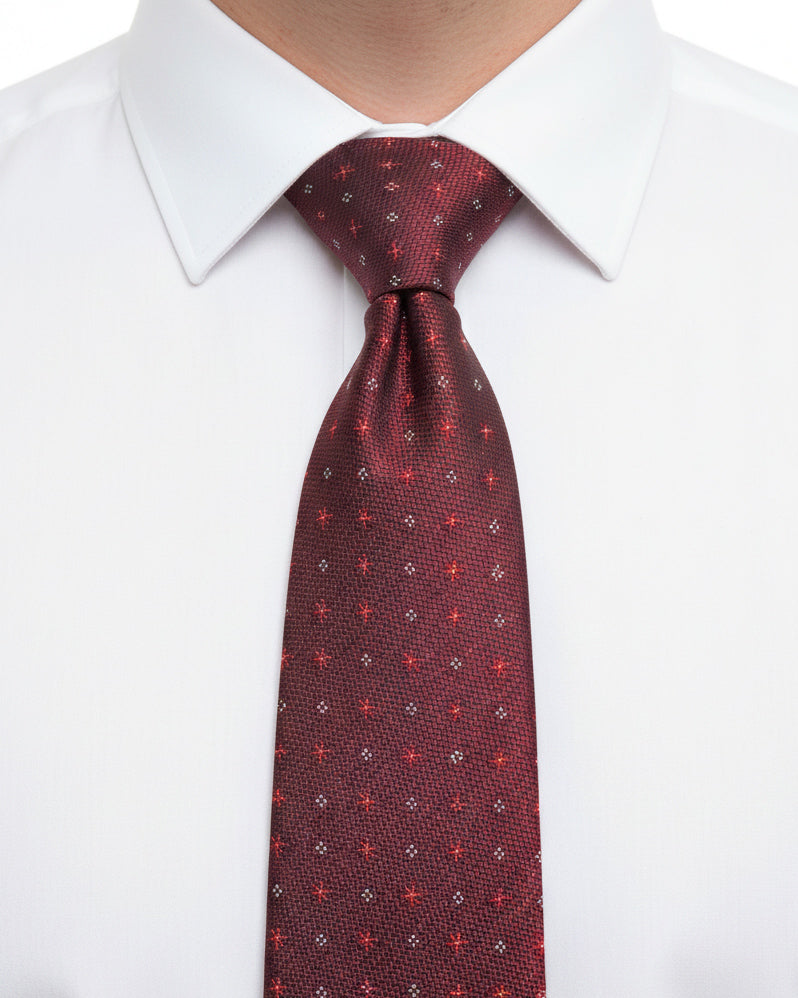 Cravattino uomo unisex cravatta elegante cerimonia microfantasia a contrasto bordeaux GIOSAL-CP1170A