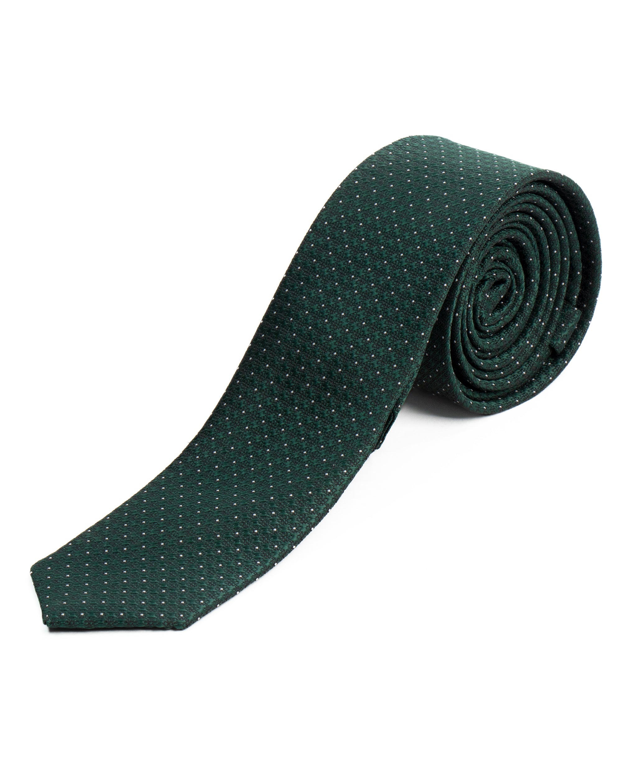 Cravattino uomo unisex cravatta elegante cerimonia microfantasia a pois verde GIOSAL-CP1172A
