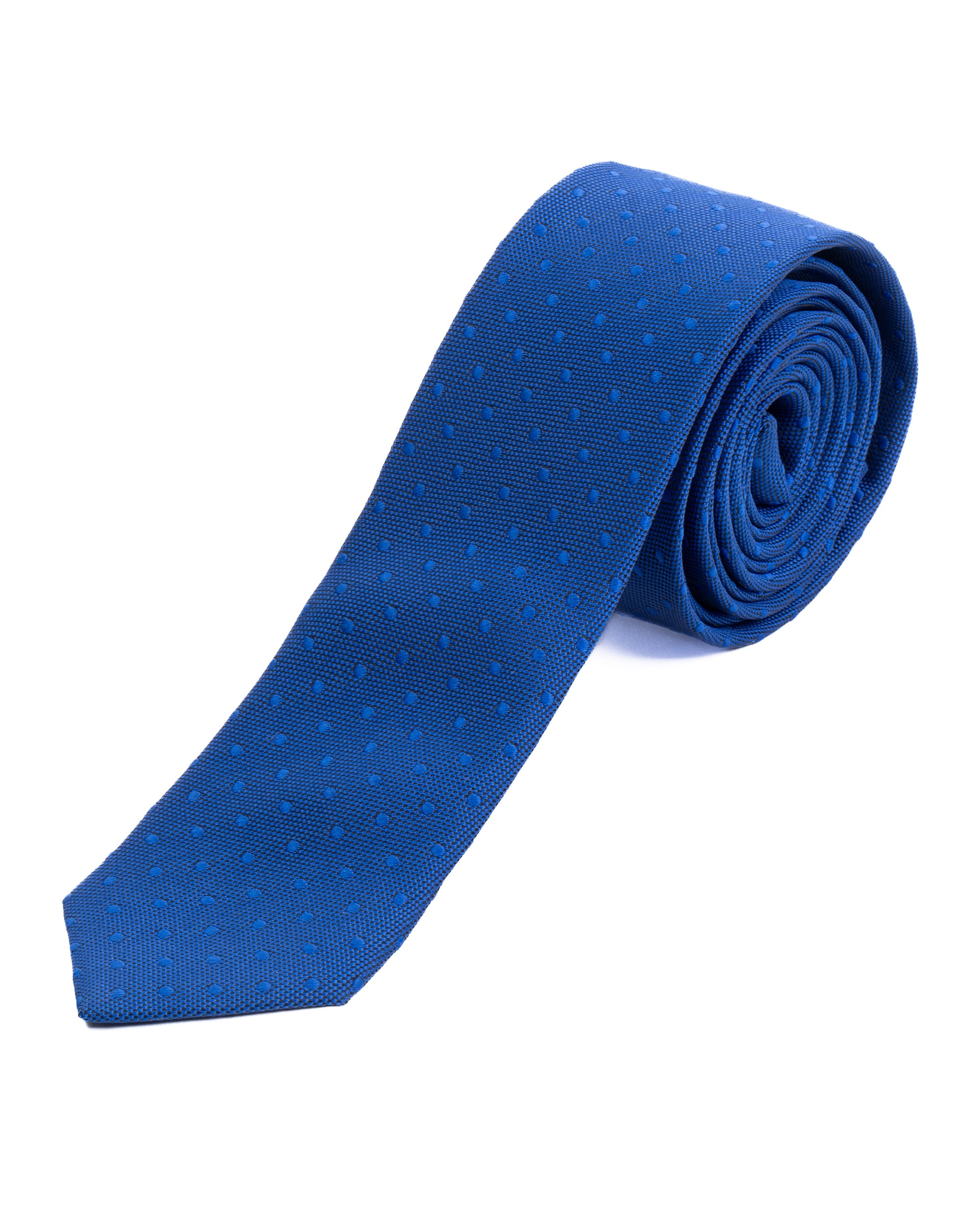 Cravattino uomo unisex cravatta slim in seta con motivo pois jacquard blu royal GIOSAL-CP1174A