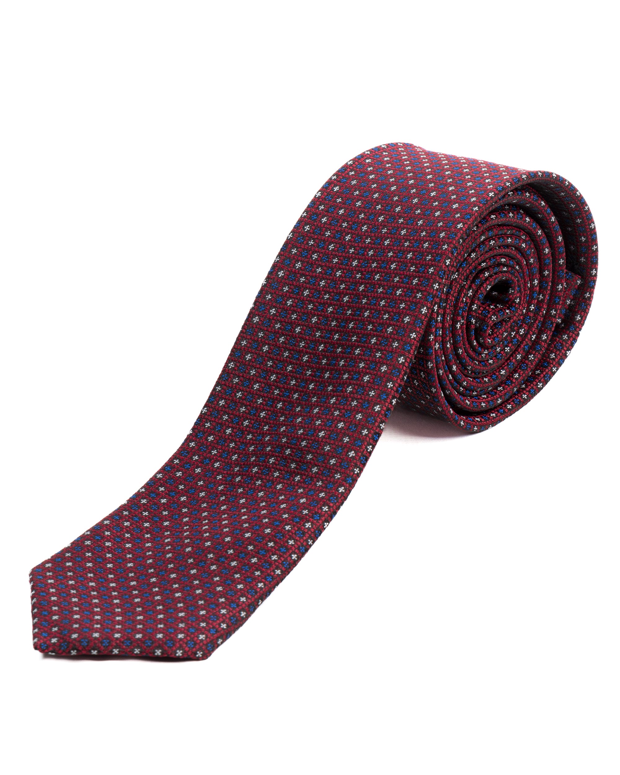 Cravattino uomo unisex cravatta elegante cerimonia microfantasia a pois floreale bordeaux GIOSAL-CP1175A