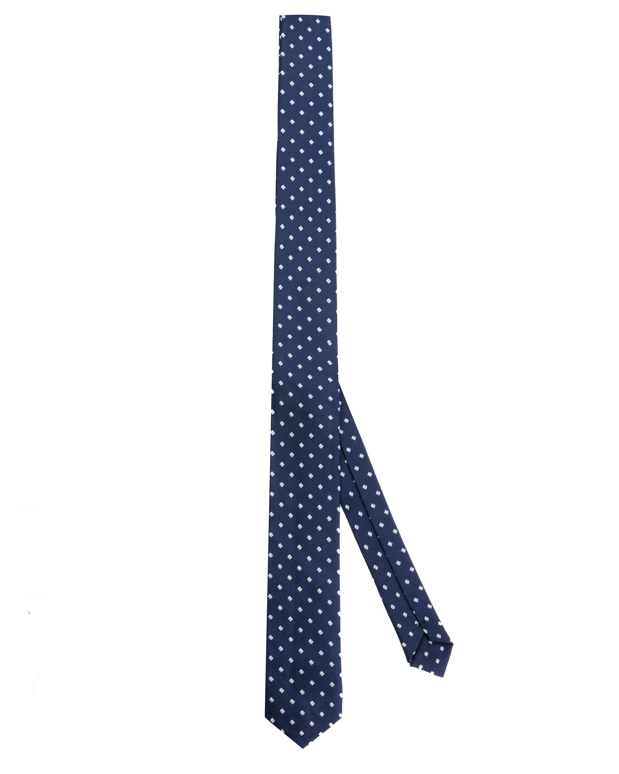 Cravatta uomo unisex slim in seta con micro quadrati jacquard pois a rilievo blu GIOSAL-CP1176A