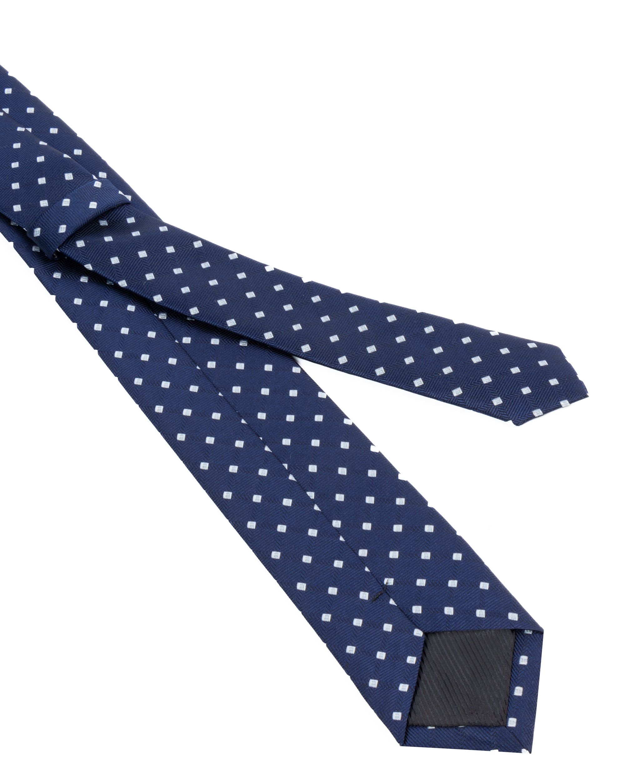 Cravatta uomo unisex slim in seta con micro quadrati jacquard pois a rilievo blu GIOSAL-CP1176A