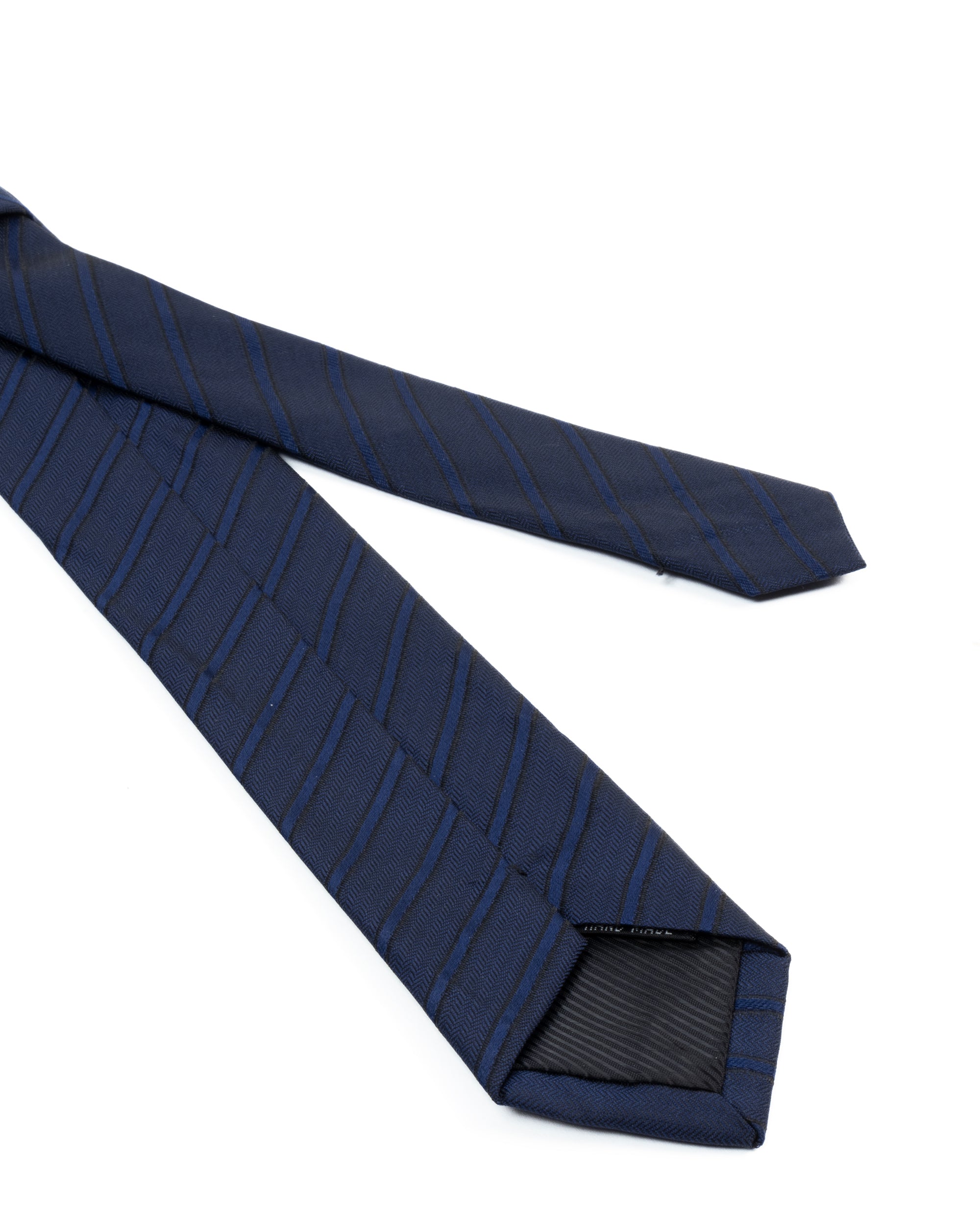 Cravattino uomo unisex cravatta slim in seta con righe diagonali jacquard blu GIOSAL-CP1177A